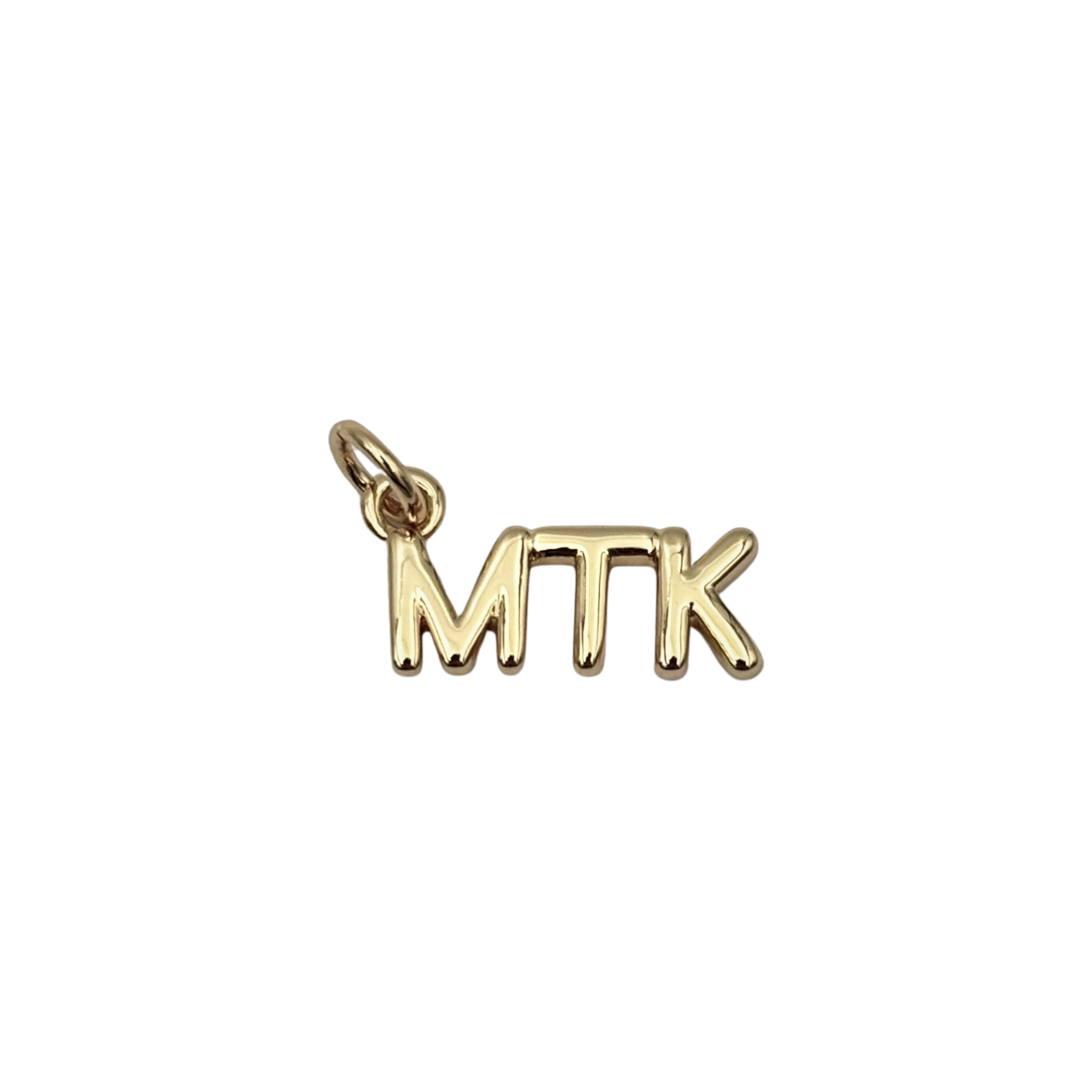 Gold 'MTK' charm with sleek finish by HOLST+LEE