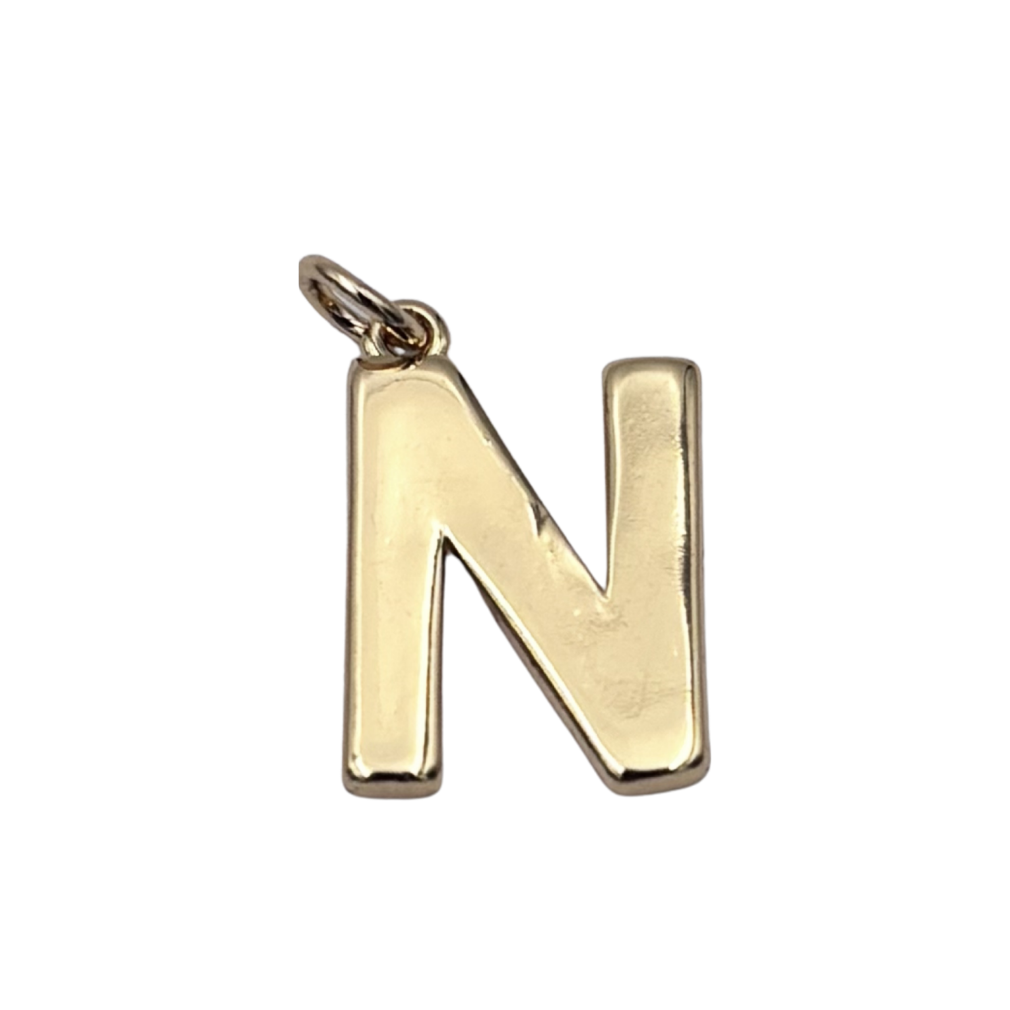 Gold block letter N initial charm by HOLST+LEE