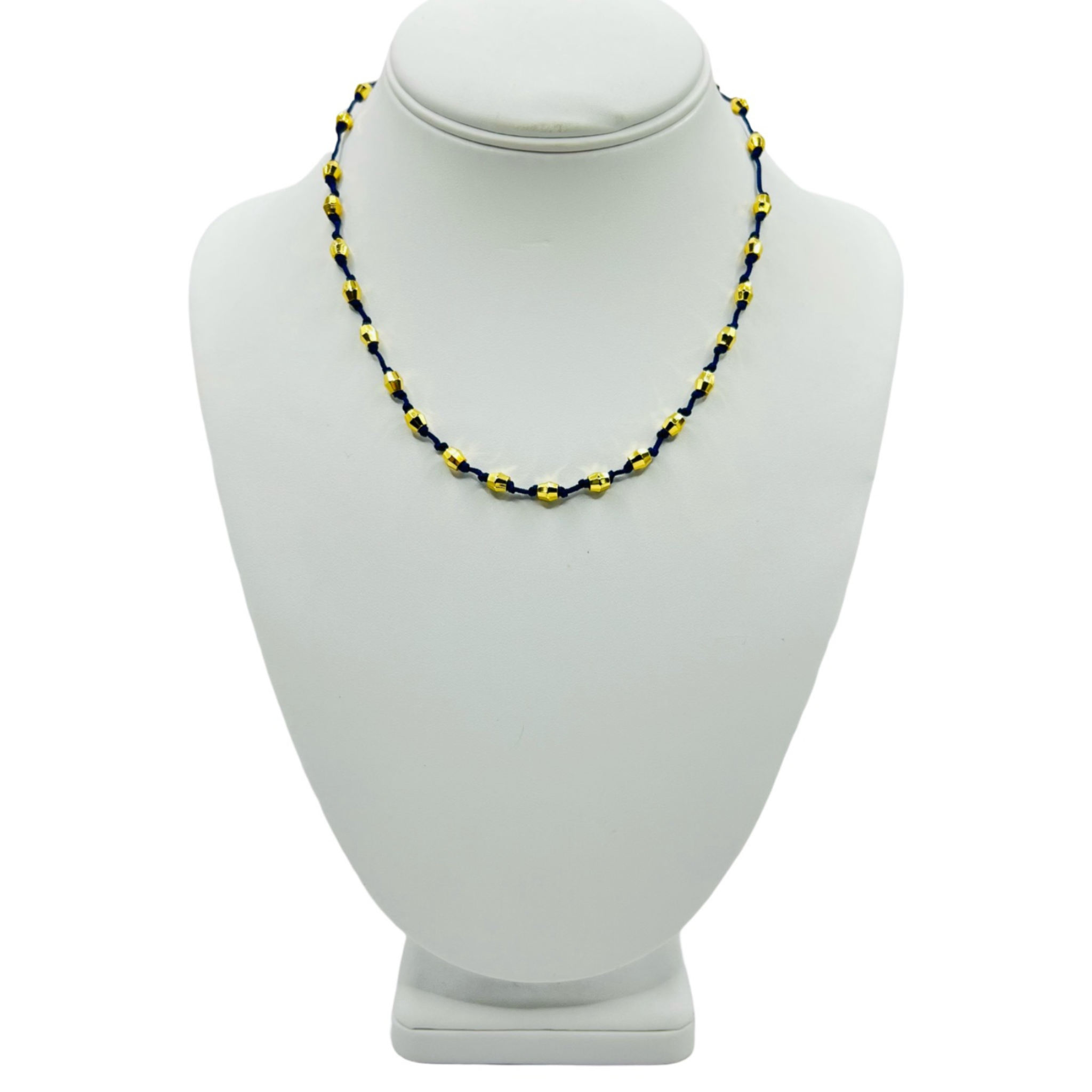 Navy cord everyday necklace with gold nugget beads by HOLST+LEE