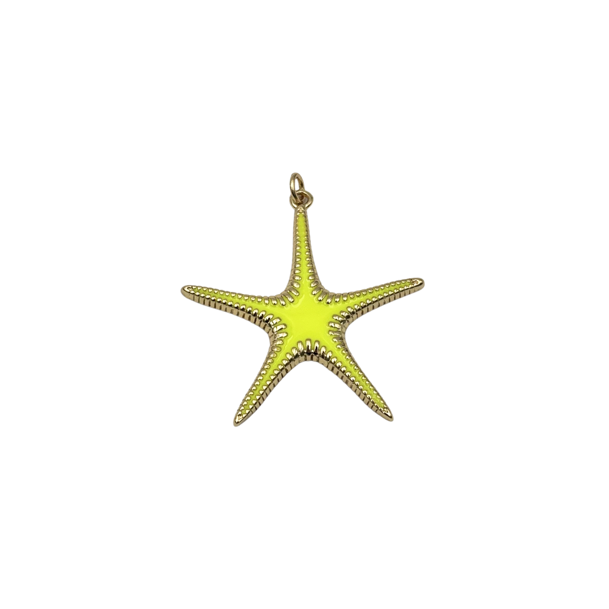 Large neon yellow and gold ribbed starfish pendant by HOLST+LEE
