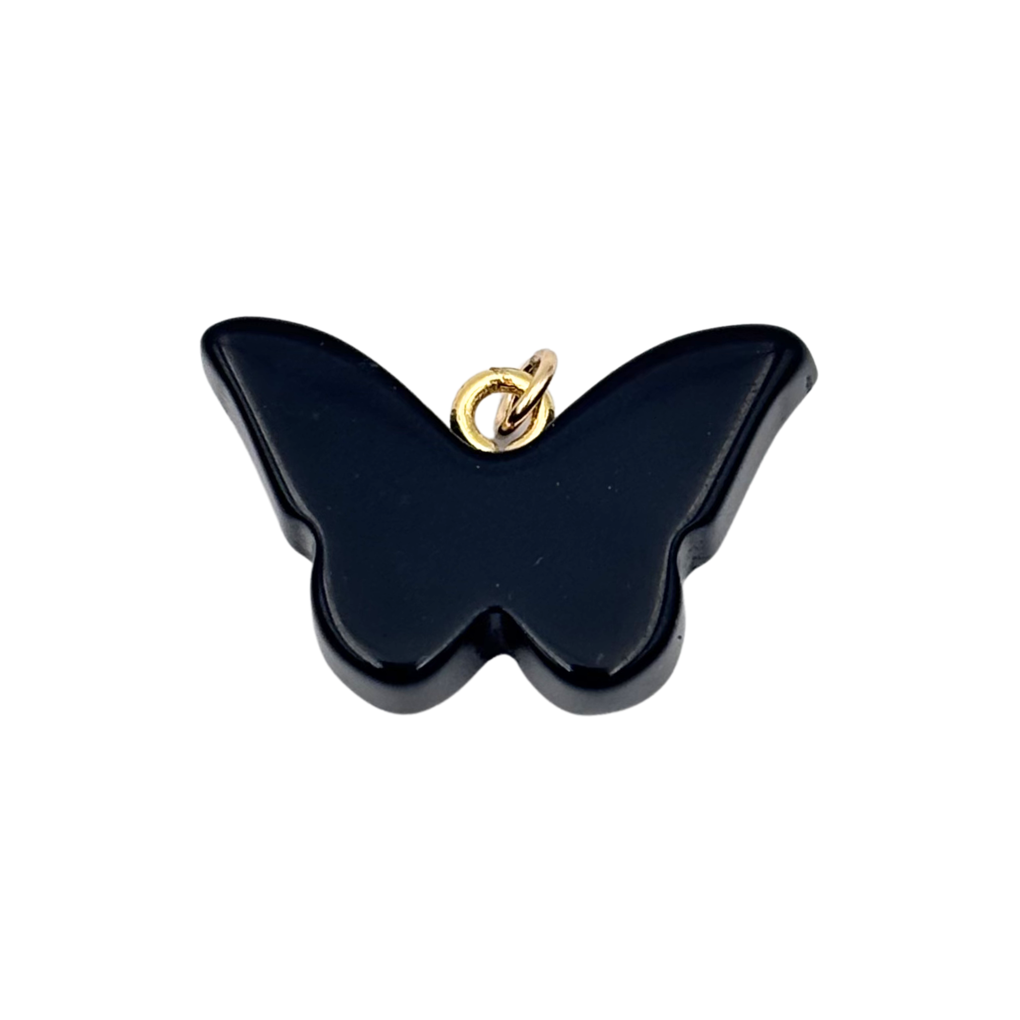 Obsidian carved butterfly charm with polished stone finish by HOLST+LEE