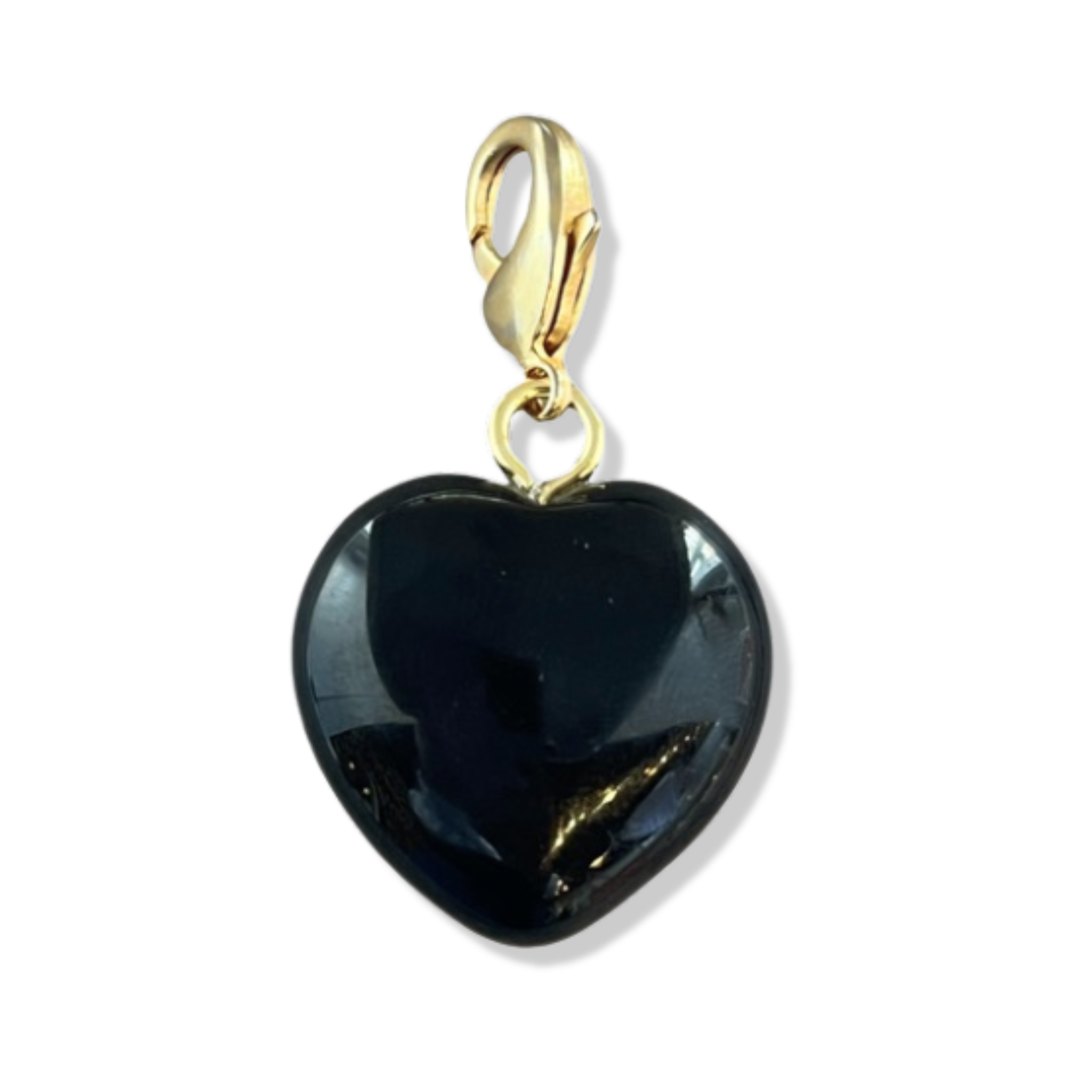 Obsidian semi-precious heart pendant  with gold lobster clasp by HOLST+LEE