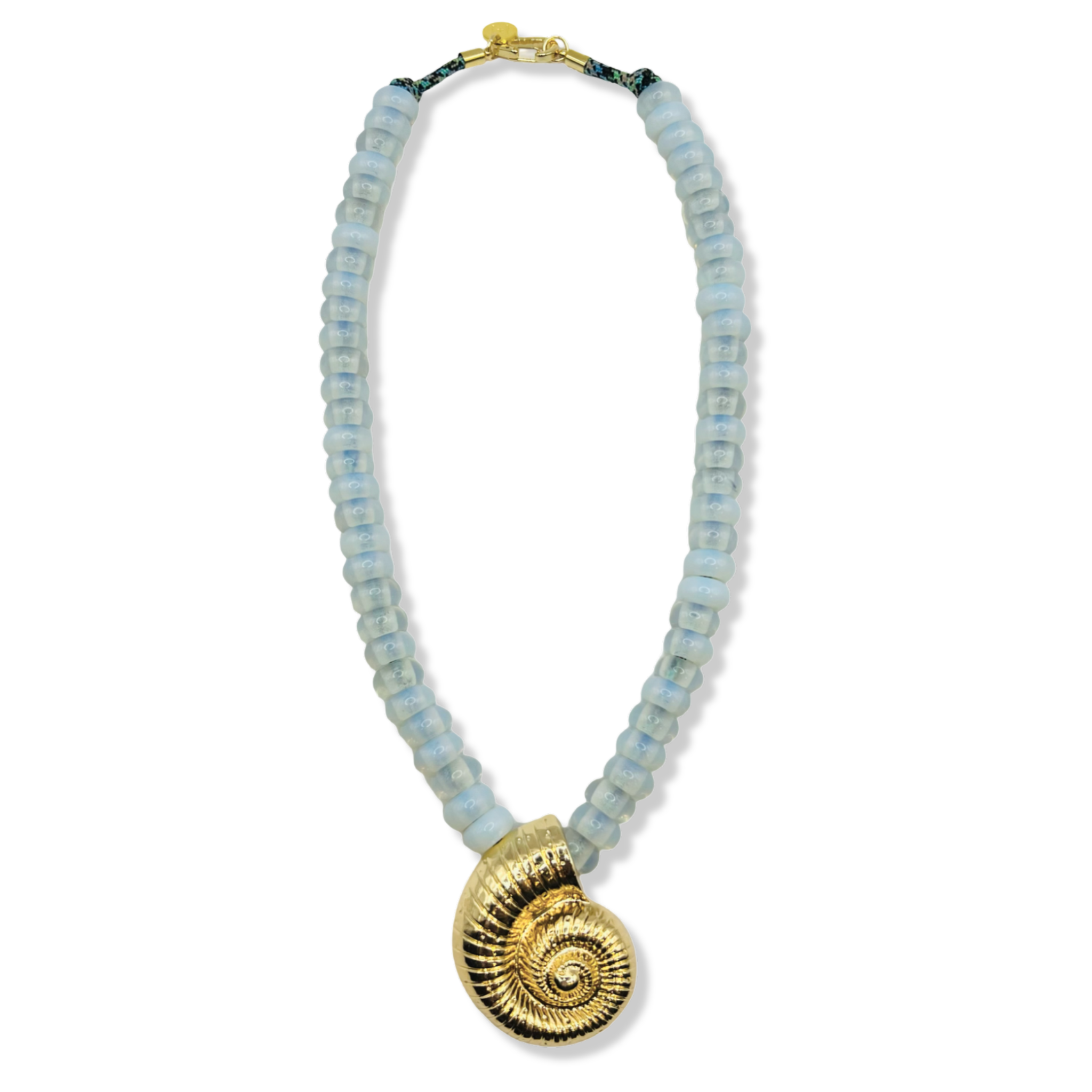 Opalite semi-precious beads with large gold shell pendant by HOLST+LEE