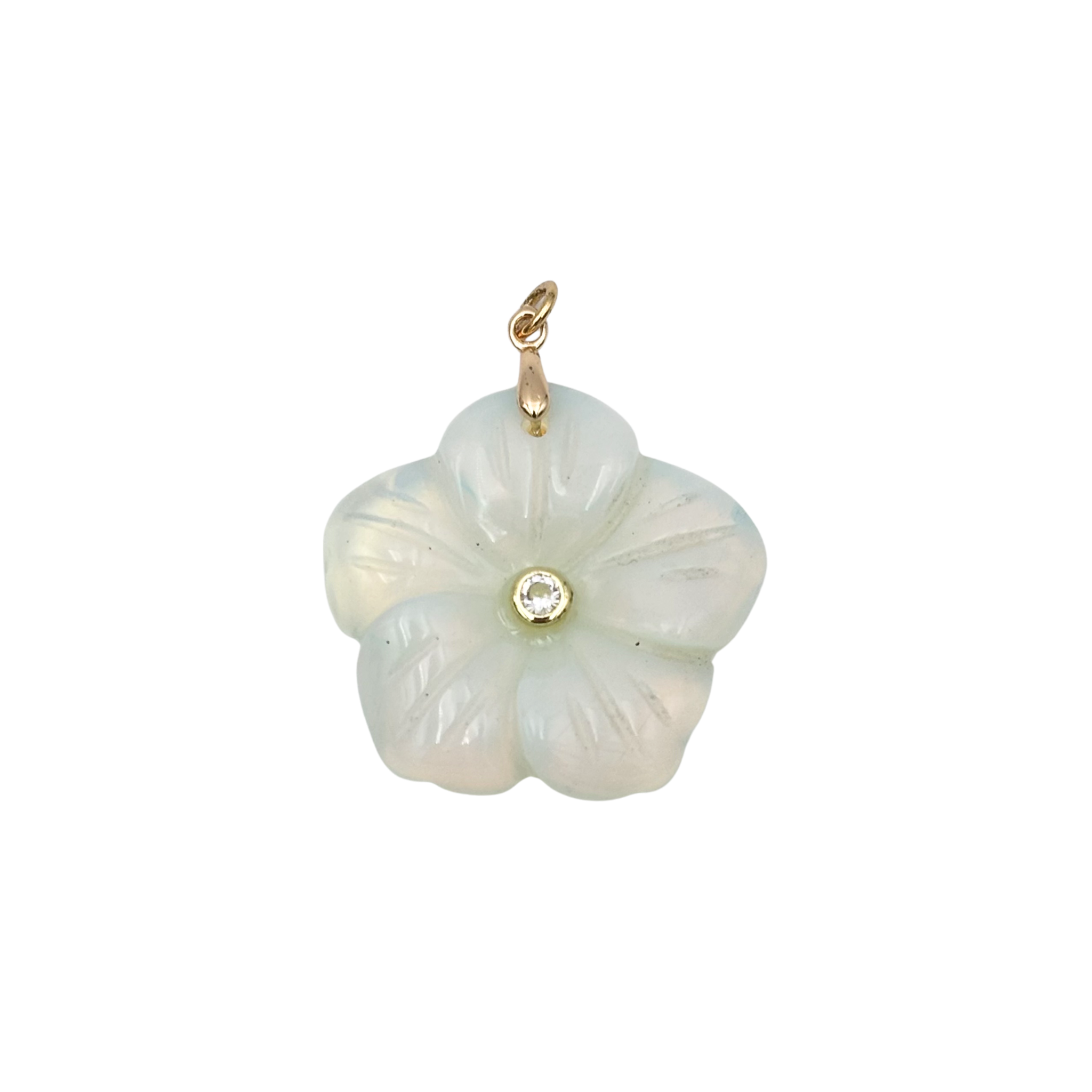 Opalite semi-precious flower pendant with rhinestone center piece by HOLST+LEE