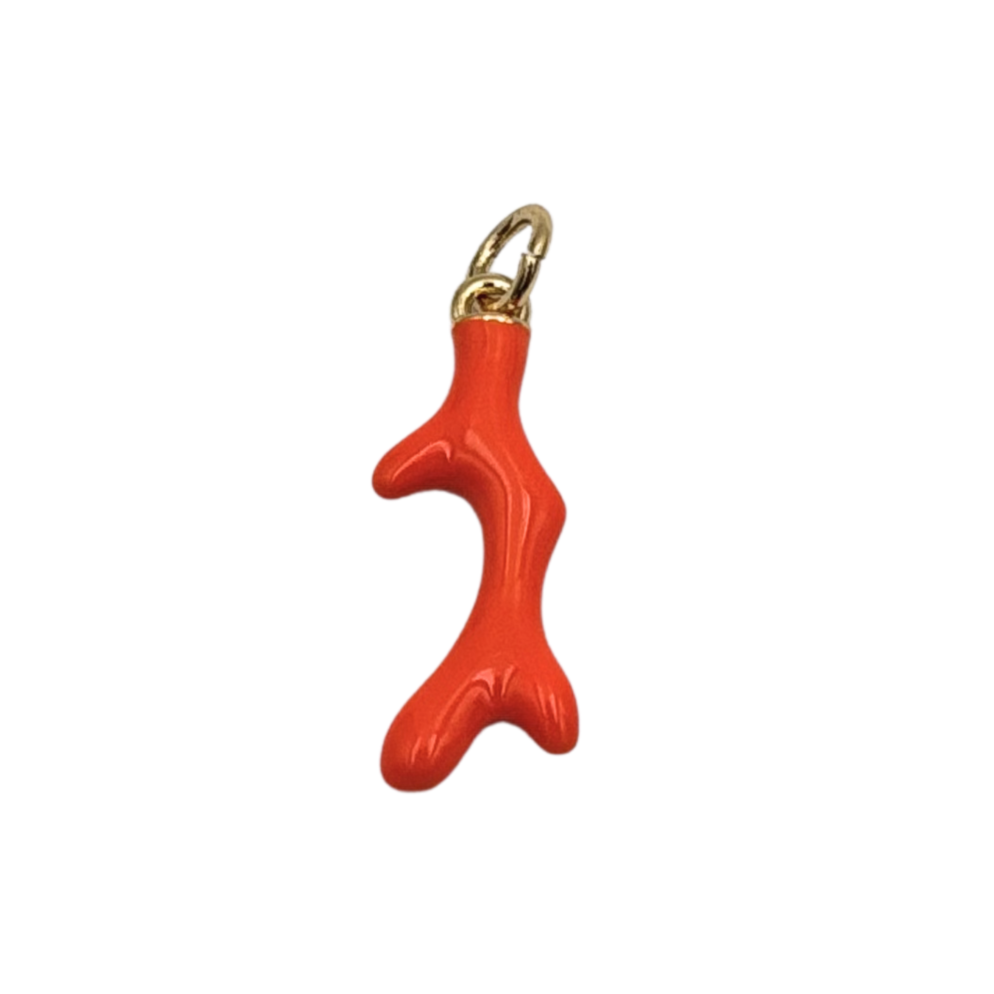 Polished orange enamel coral branch charm by HOLST+LEE
