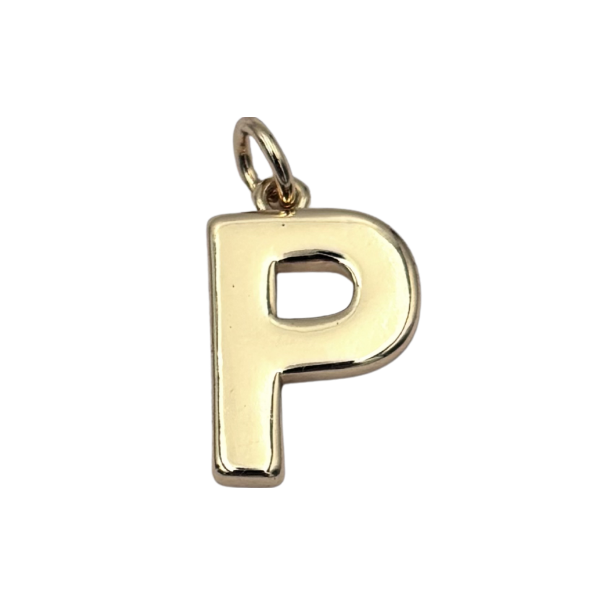 Gold block letter P initial charm by HOLST+LEE