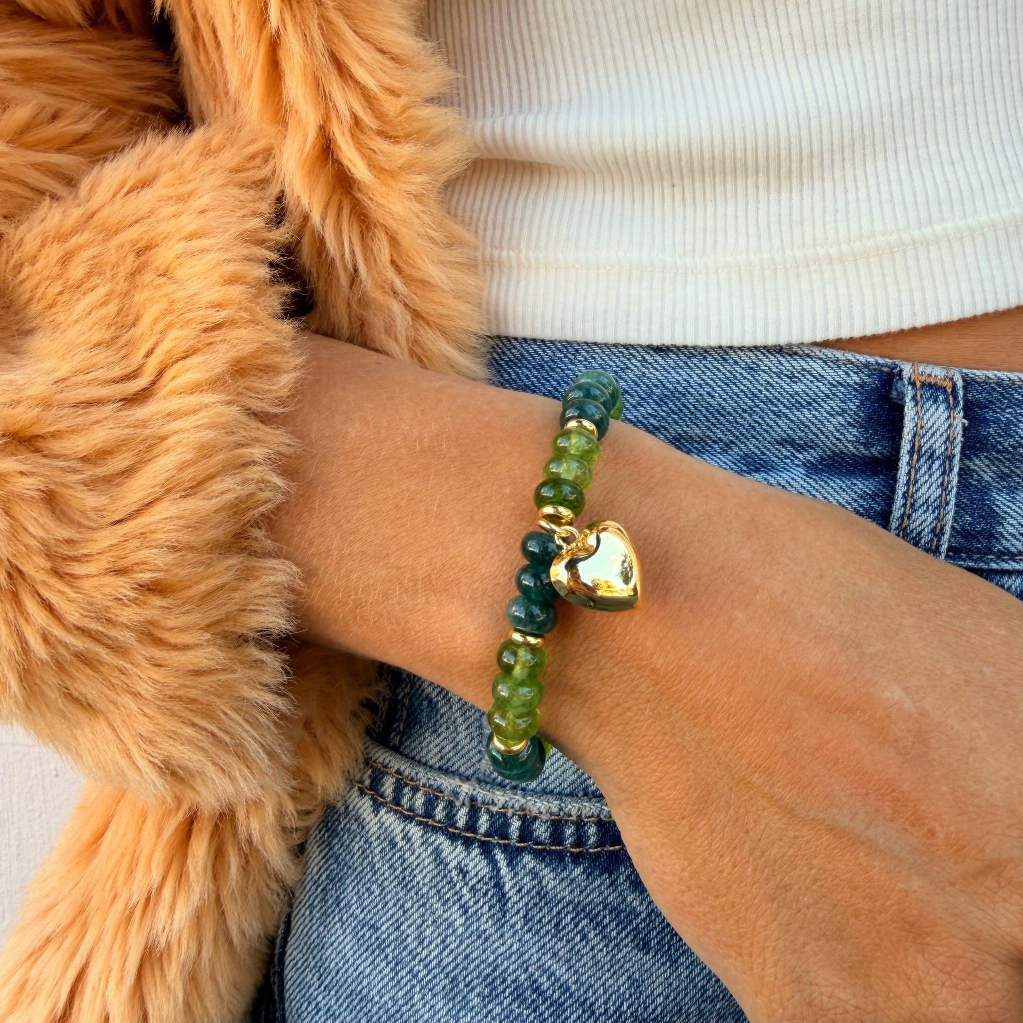 Palm Gem Bracelet with Heart - on model