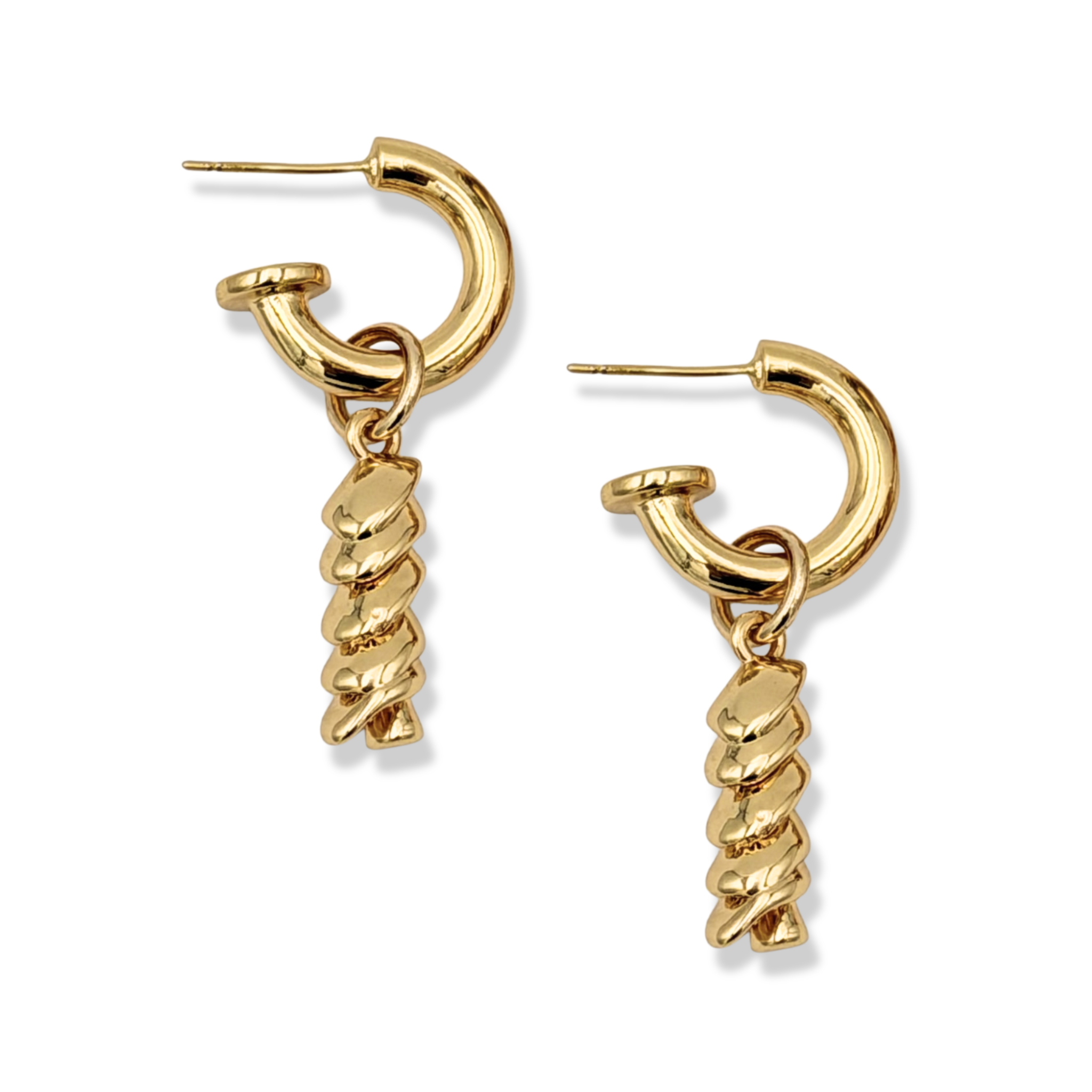 18K gold-filled Pasta charm earrings on gold hoops by HOLST+LEE