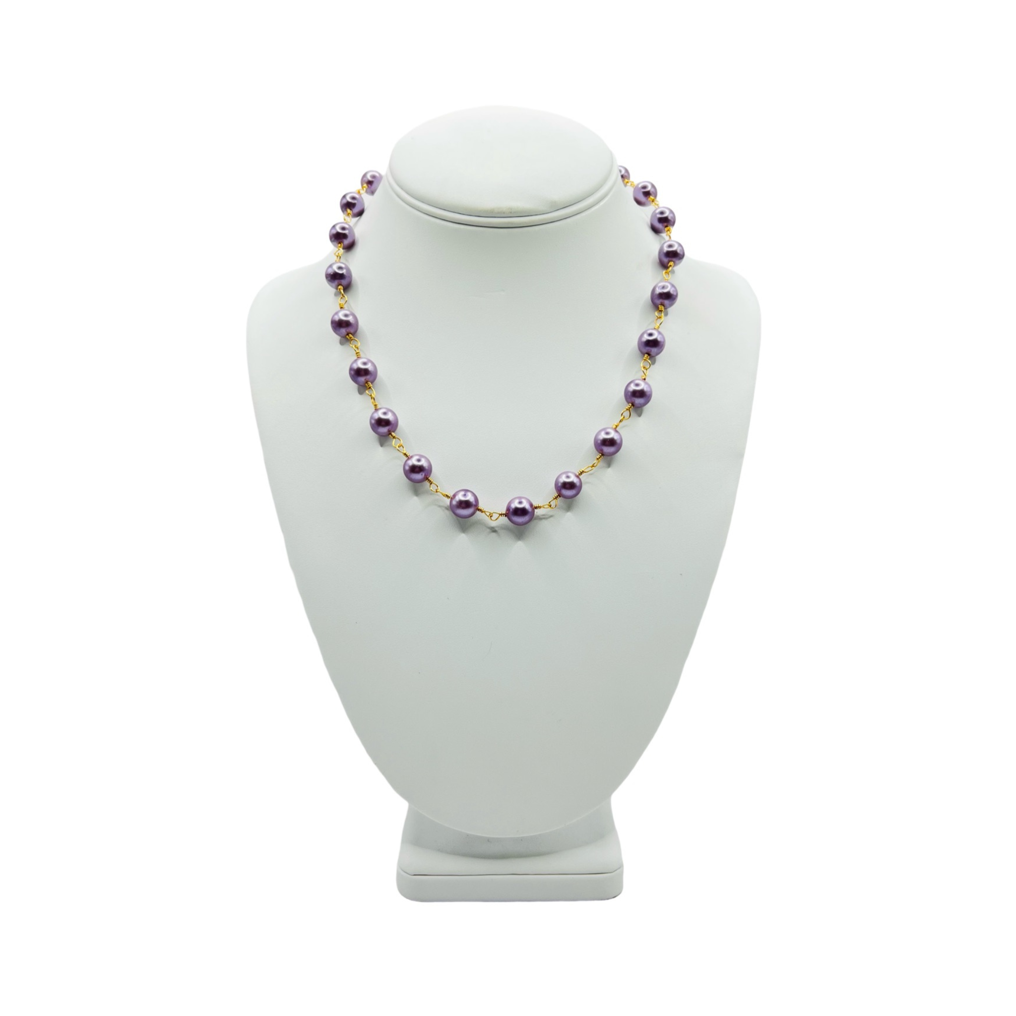 Lavender purple faux pearl and gold chain necklace by HOLST+LEE
