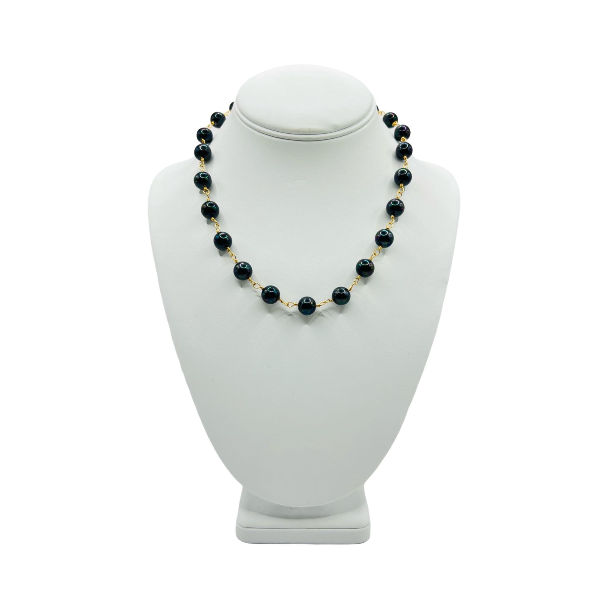 Midnight blue faux pearl and gold chain necklace by HOLST+LEE
