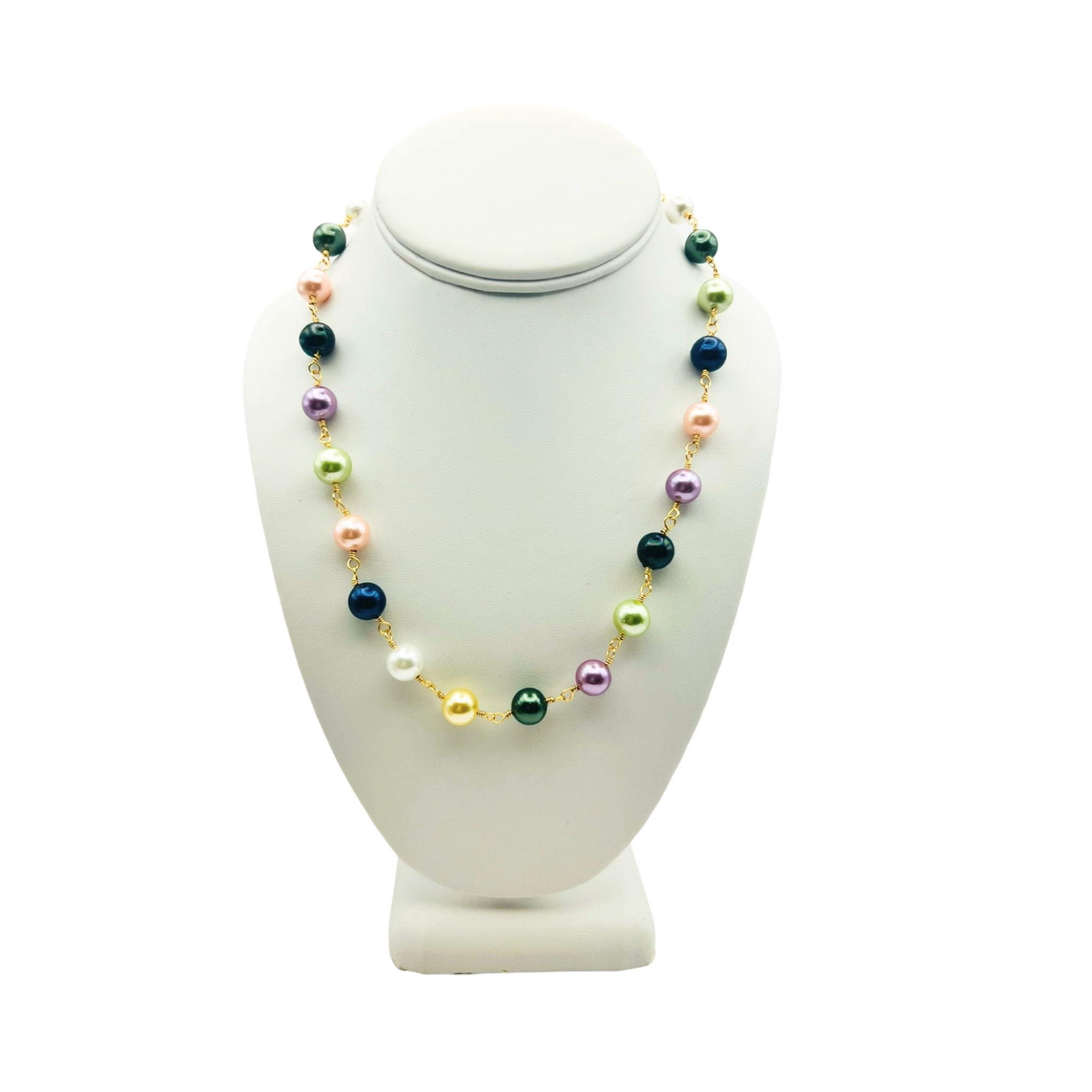 Multicolored faux pearl and gold chain necklace by HOLST+LEE