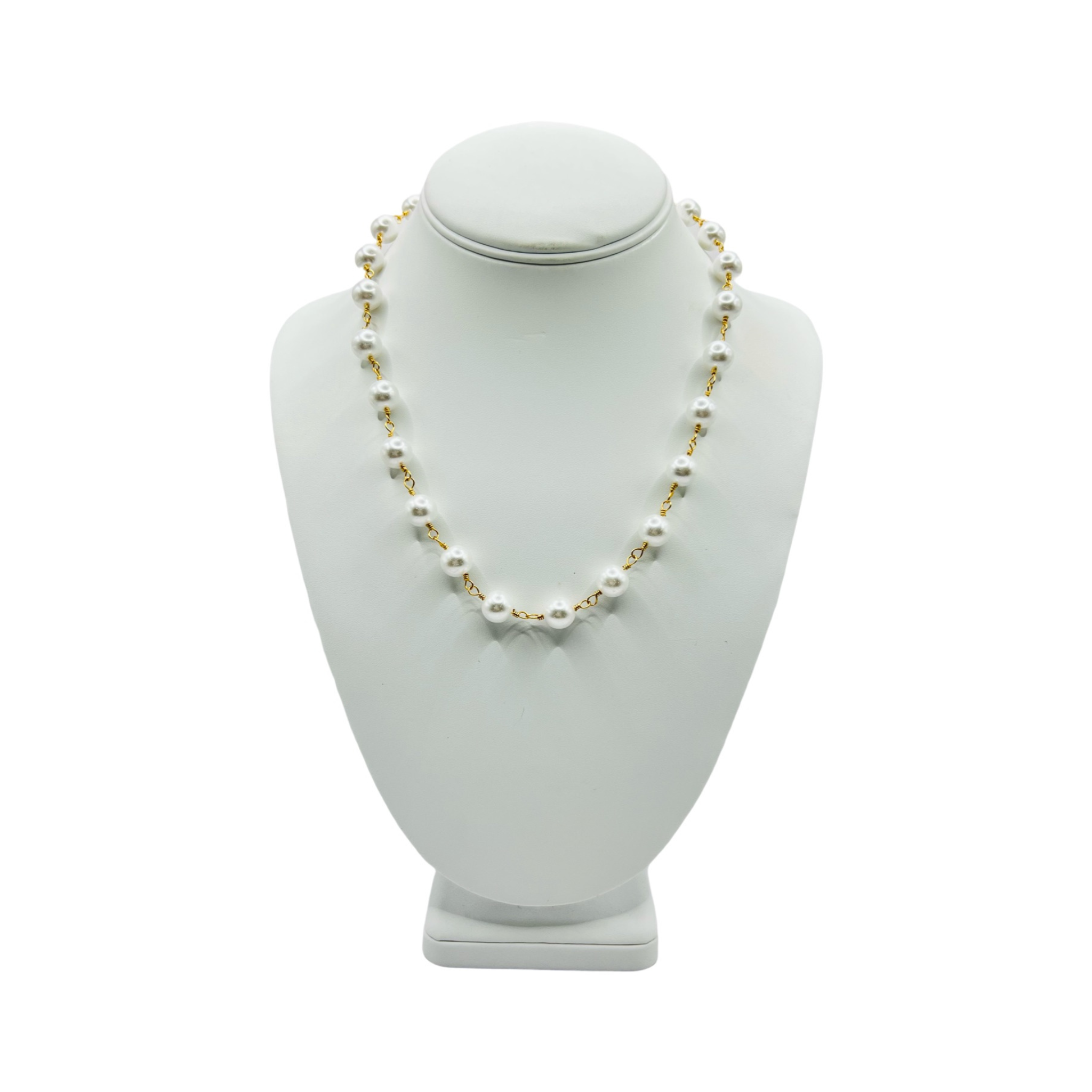 White faux pearl and gold chain necklace by HOLST+LEE