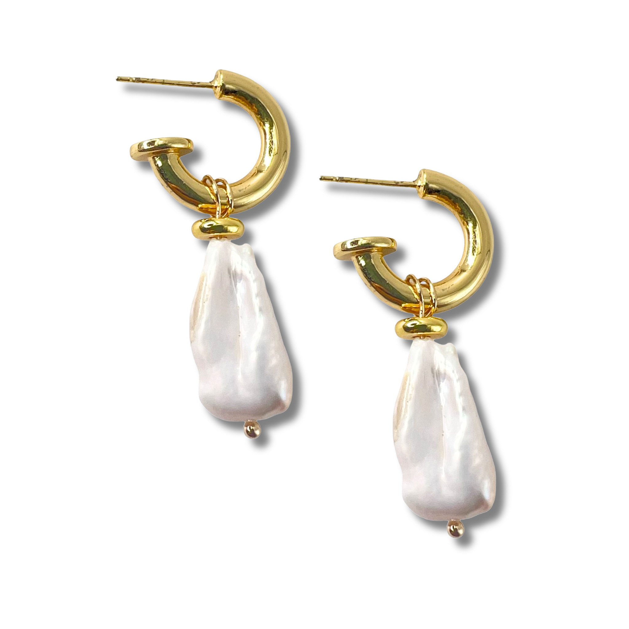 Pearl gemstone drop earrings with gold hoop by HOLST+LEE