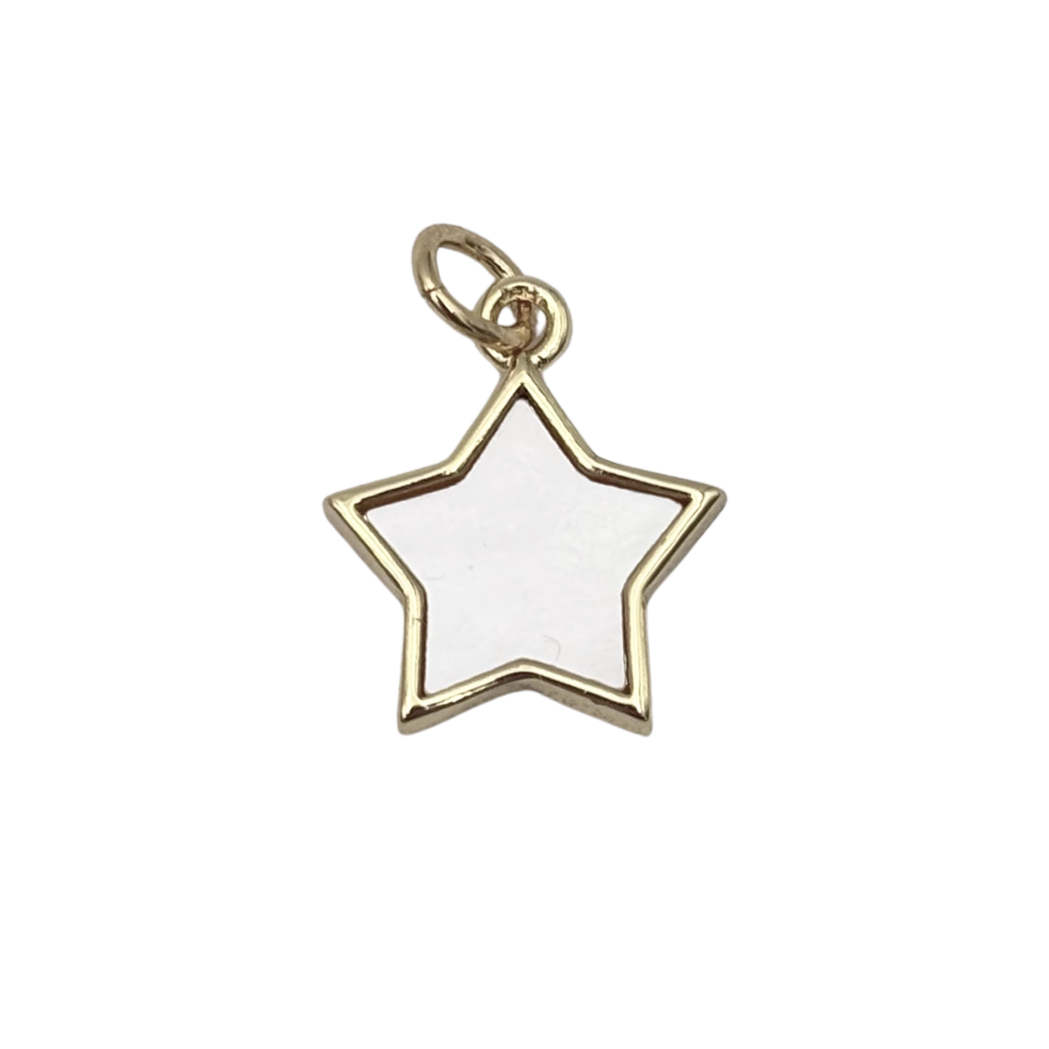 Gold outlined five-point star charm with mother of pearl fill by HOLST+LEE