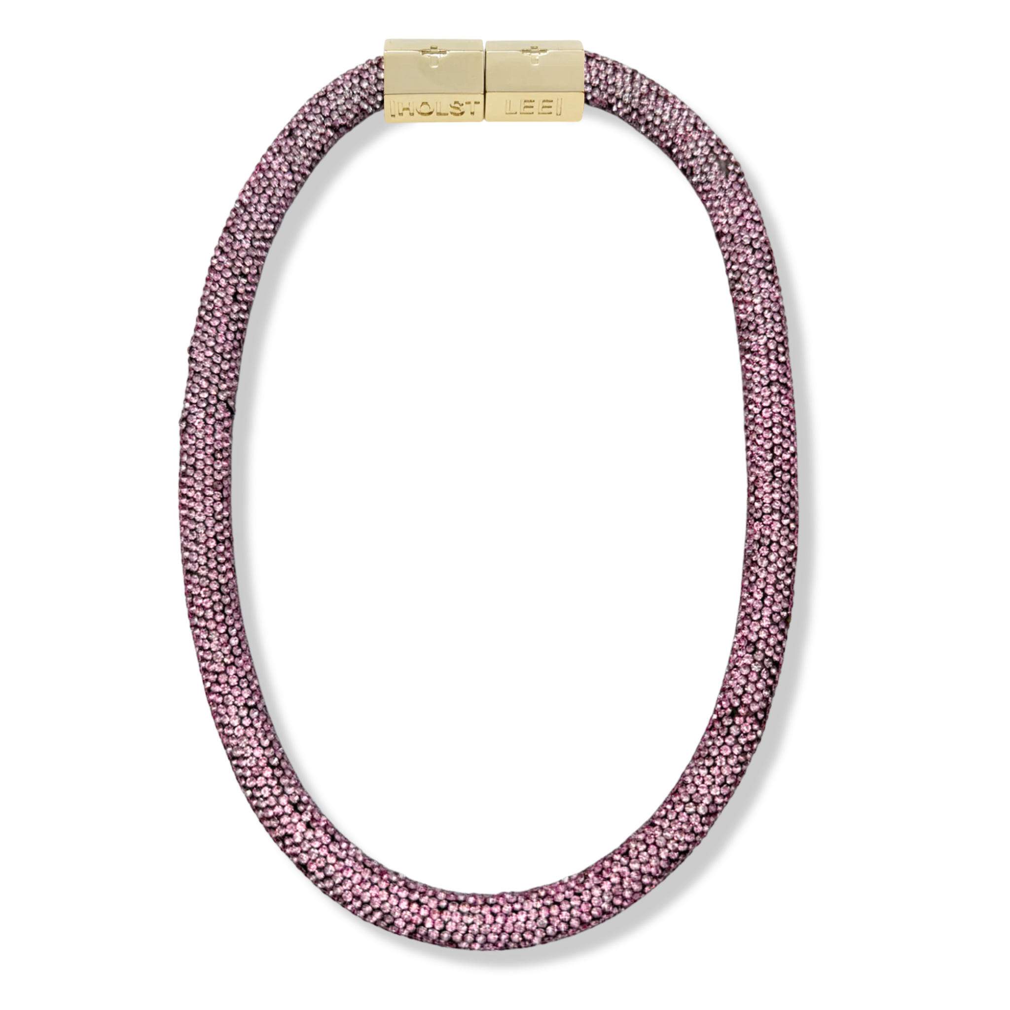 Pink Sparkle rope with gold magnetic clasped necklace and 18K gold-filled hardware by HOLST+LEE