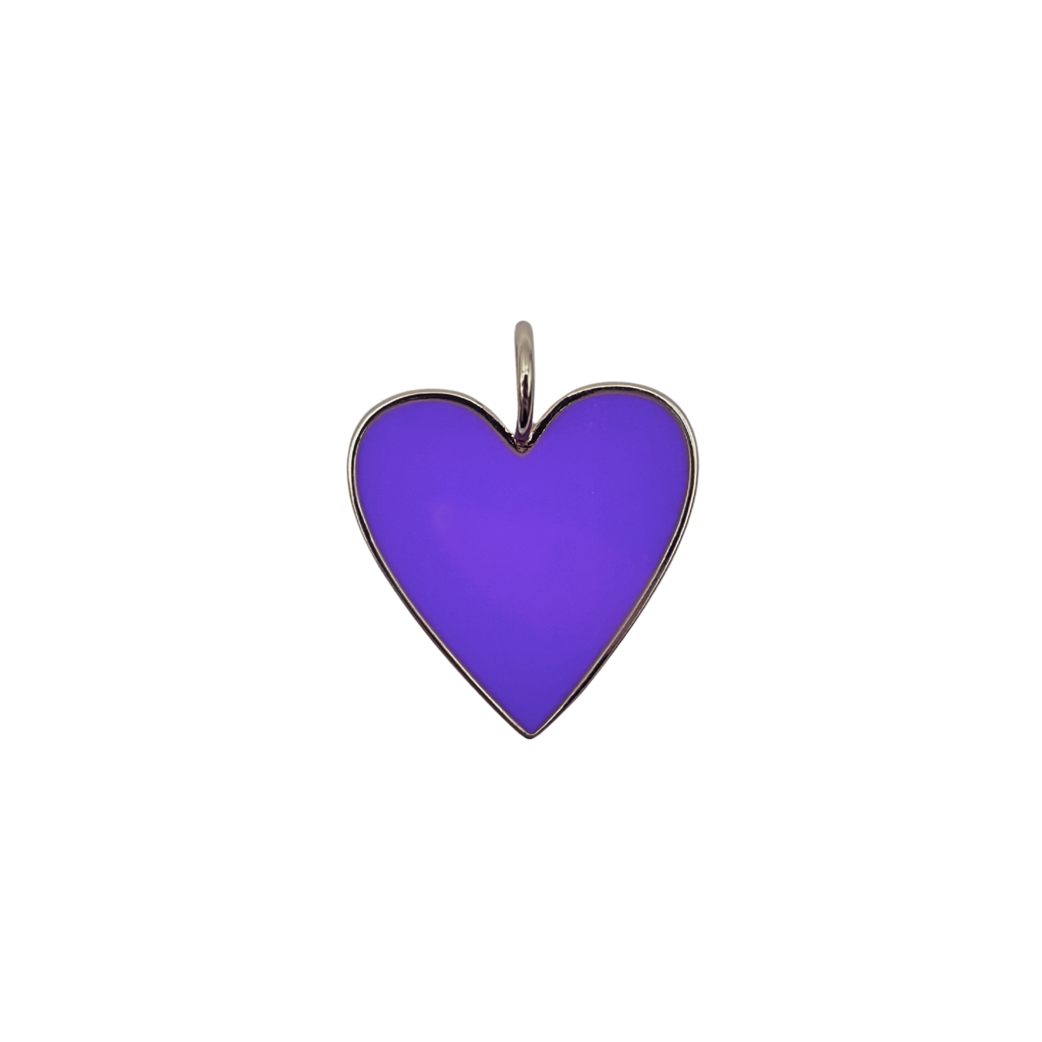Gold-rimmed purple enamel heart charm with smooth polished face by HOLST+LEE