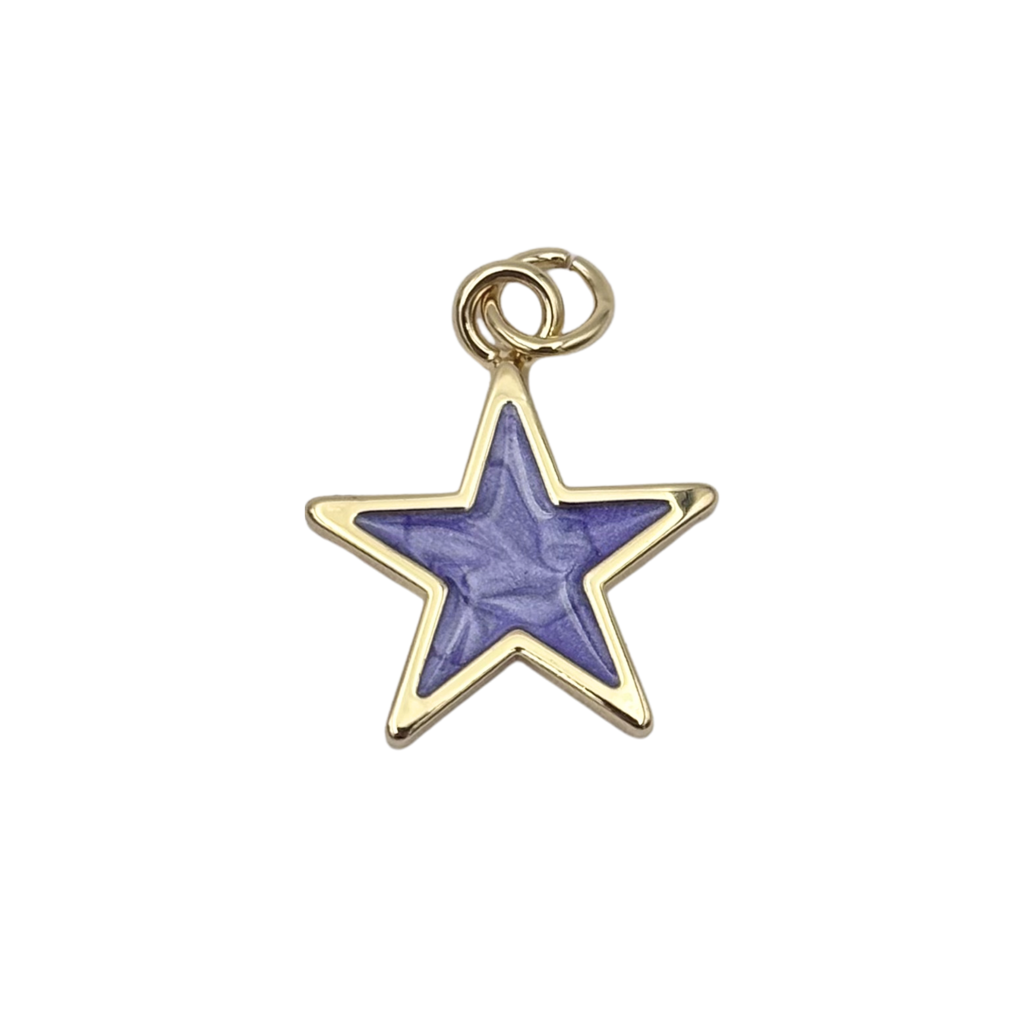 Gold outlined five-point star charm with purple enamel by HOLST+LEE