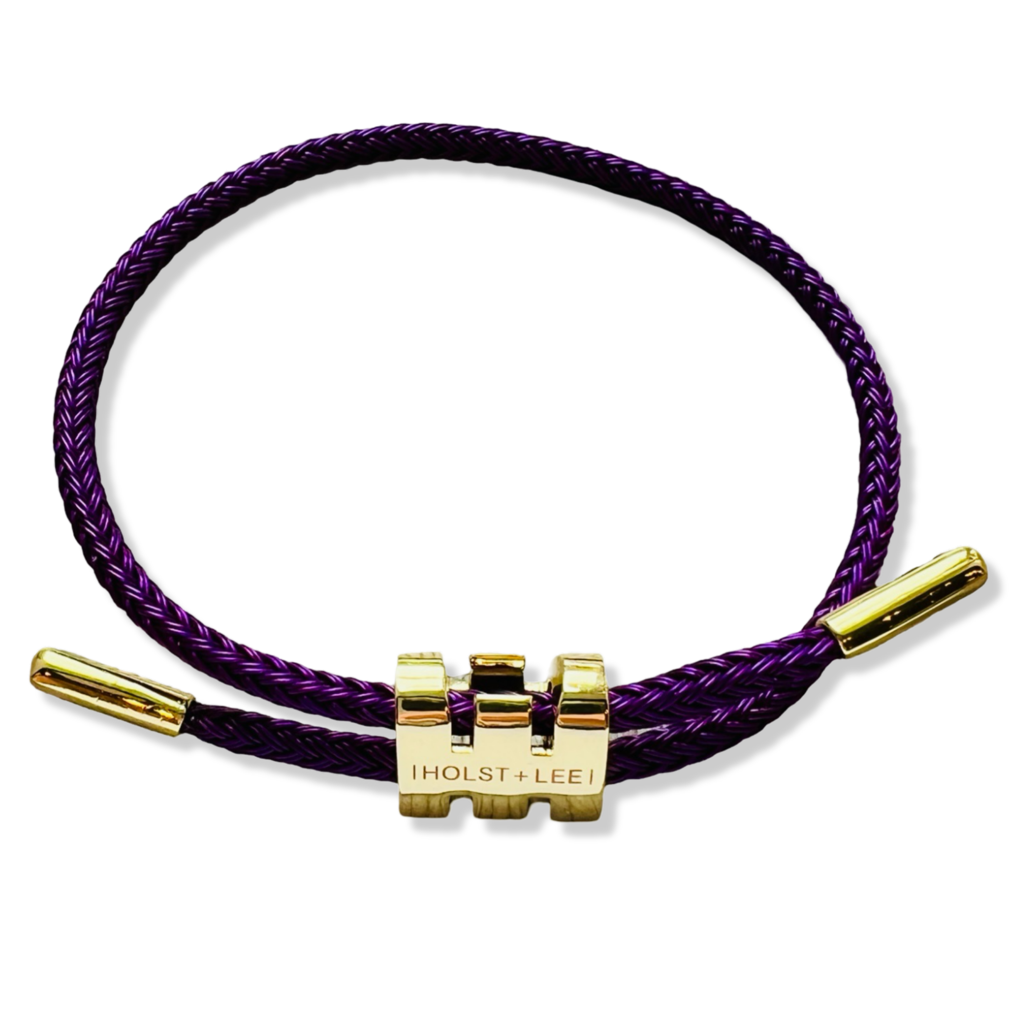 Purple braided rope bracelet with gold sliding clasp by HOLST+LEE