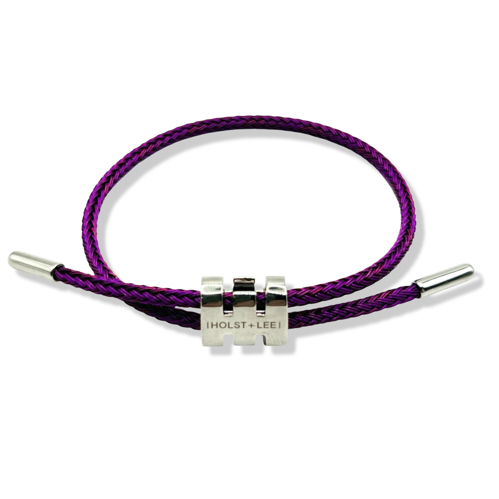 Purple braided rope bracelet with silver sliding clasp by HOLST+LEE