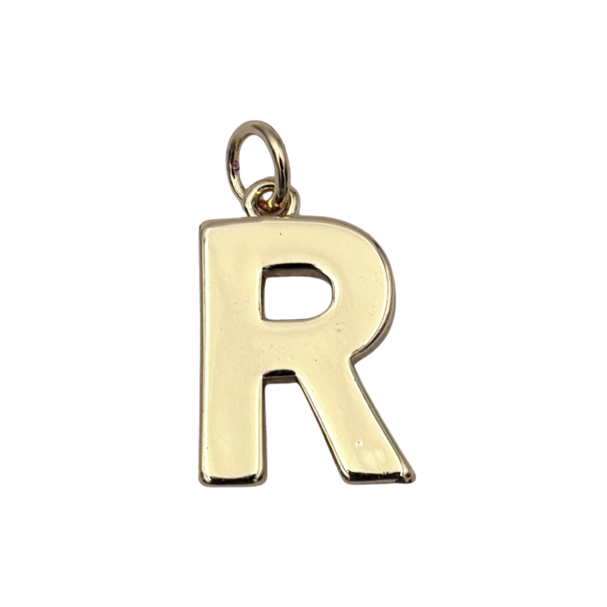 Gold block letter R initial charm by HOLST+LEE
