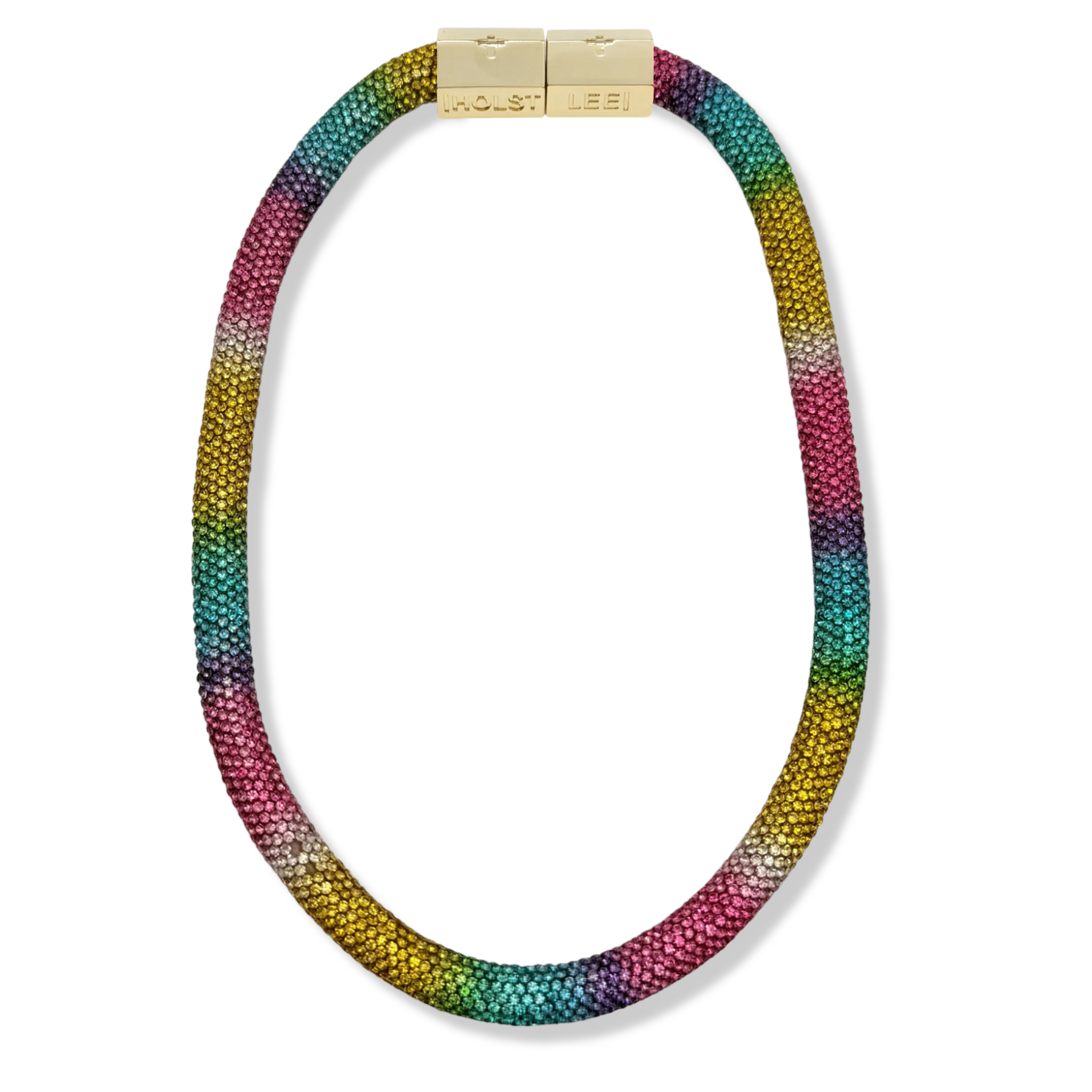 Rainbow Sparkle rope with gold magnetic clasped necklace and 18K gold-filled hardware by HOLST+LEE