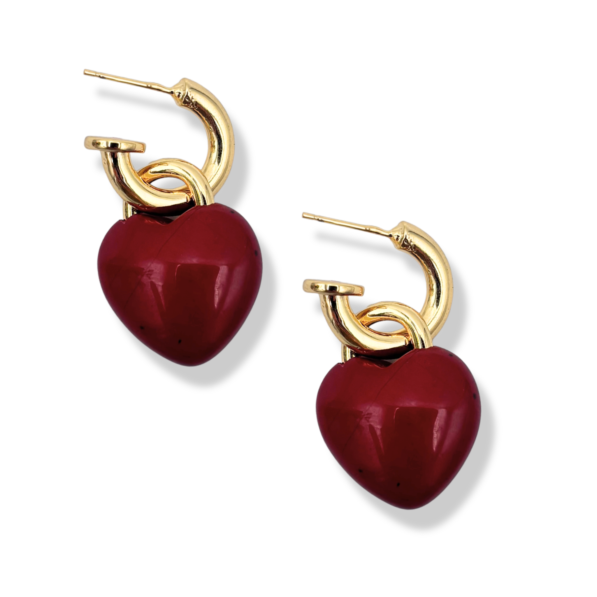 Semi Precious Heart Locket Earrings