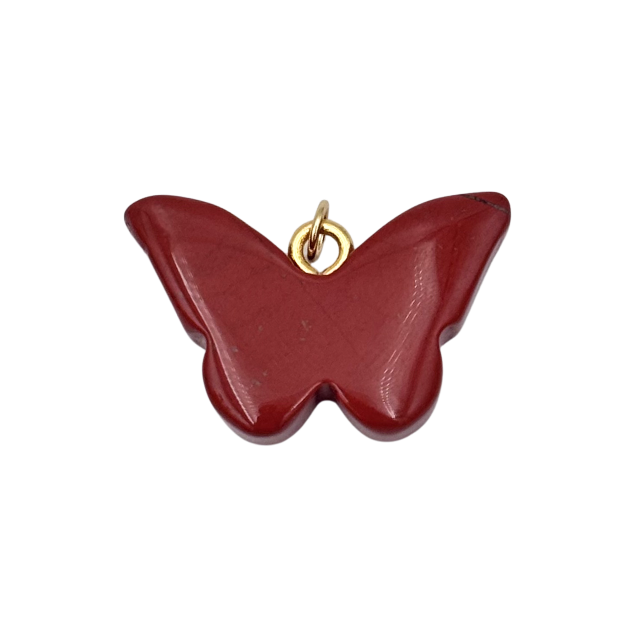 Red Agate carved butterfly charm with polished stone finish by HOLST+LEE