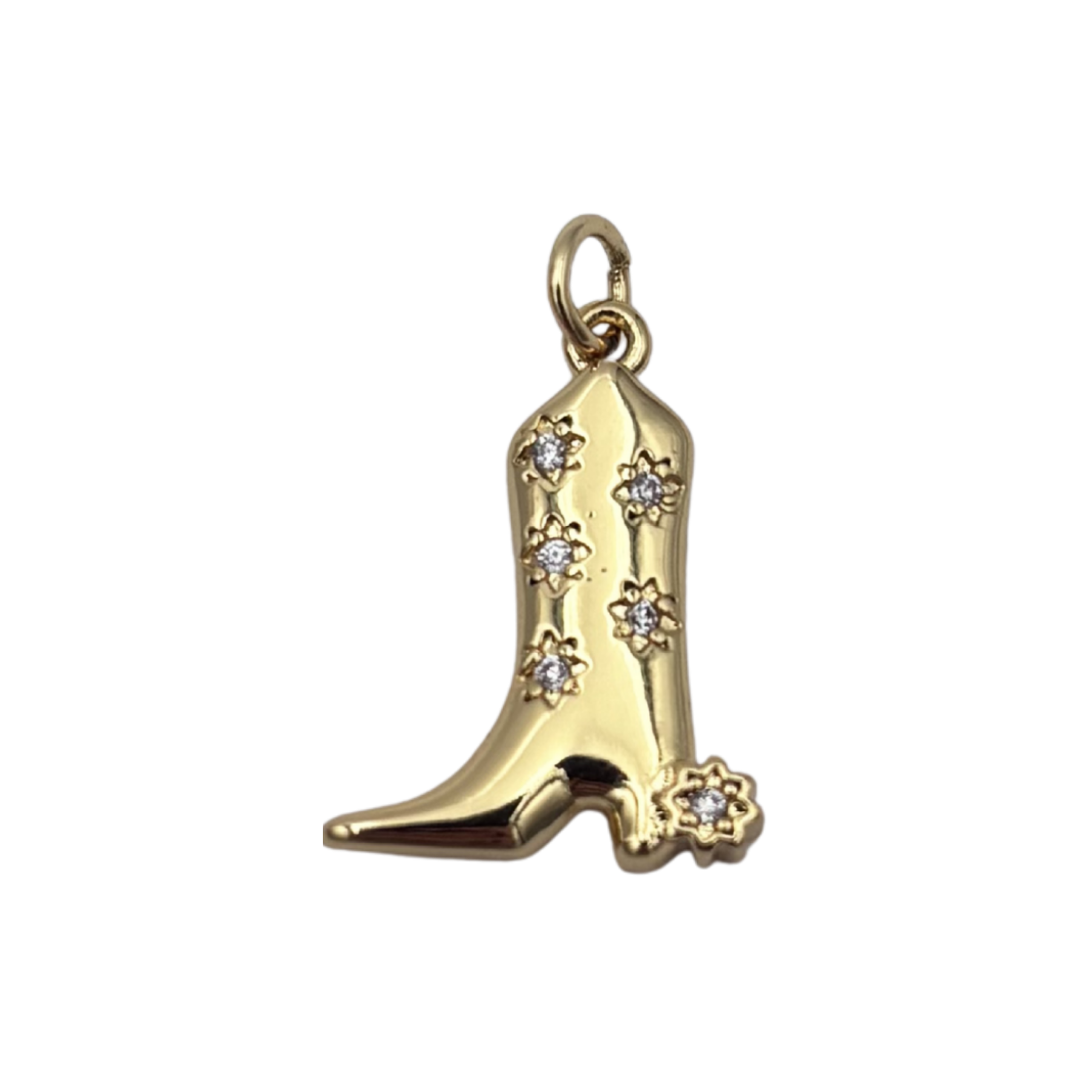 Gold cowboy boot charm with diamond flower accents by HOLST+LEE