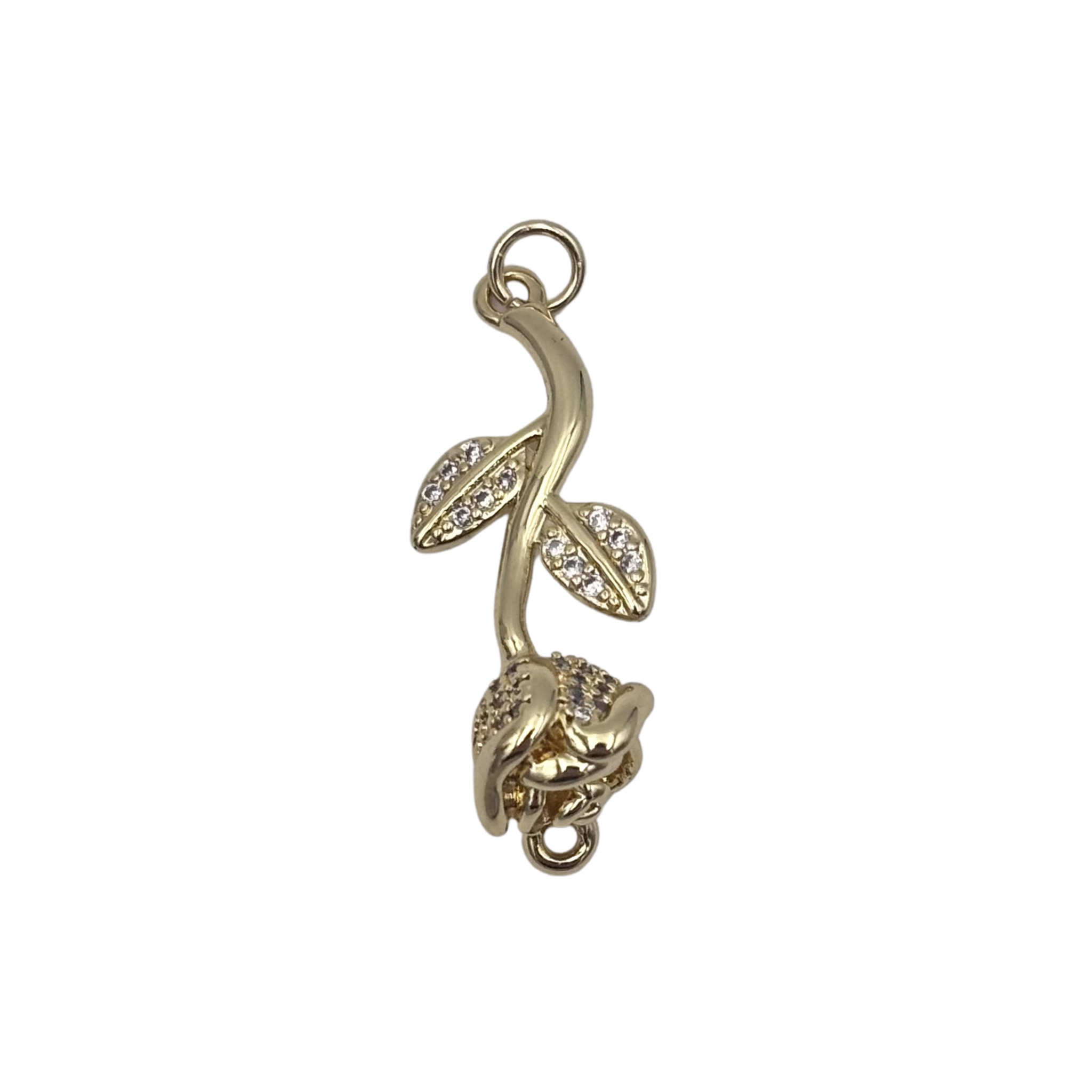 Gold and rhinestone encrusted rose charm  by HOLST+LEE 