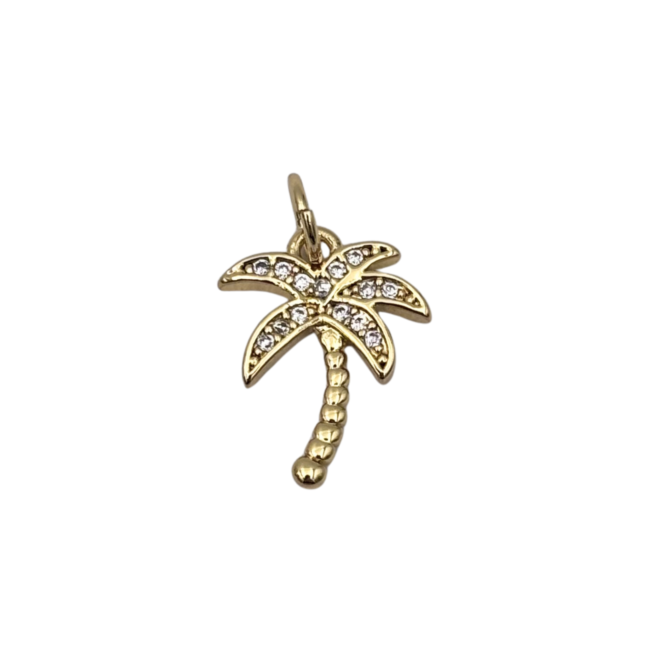 Gold palm tree charm with pavé crystal fronds and beaded trunk by HOLST+LEE