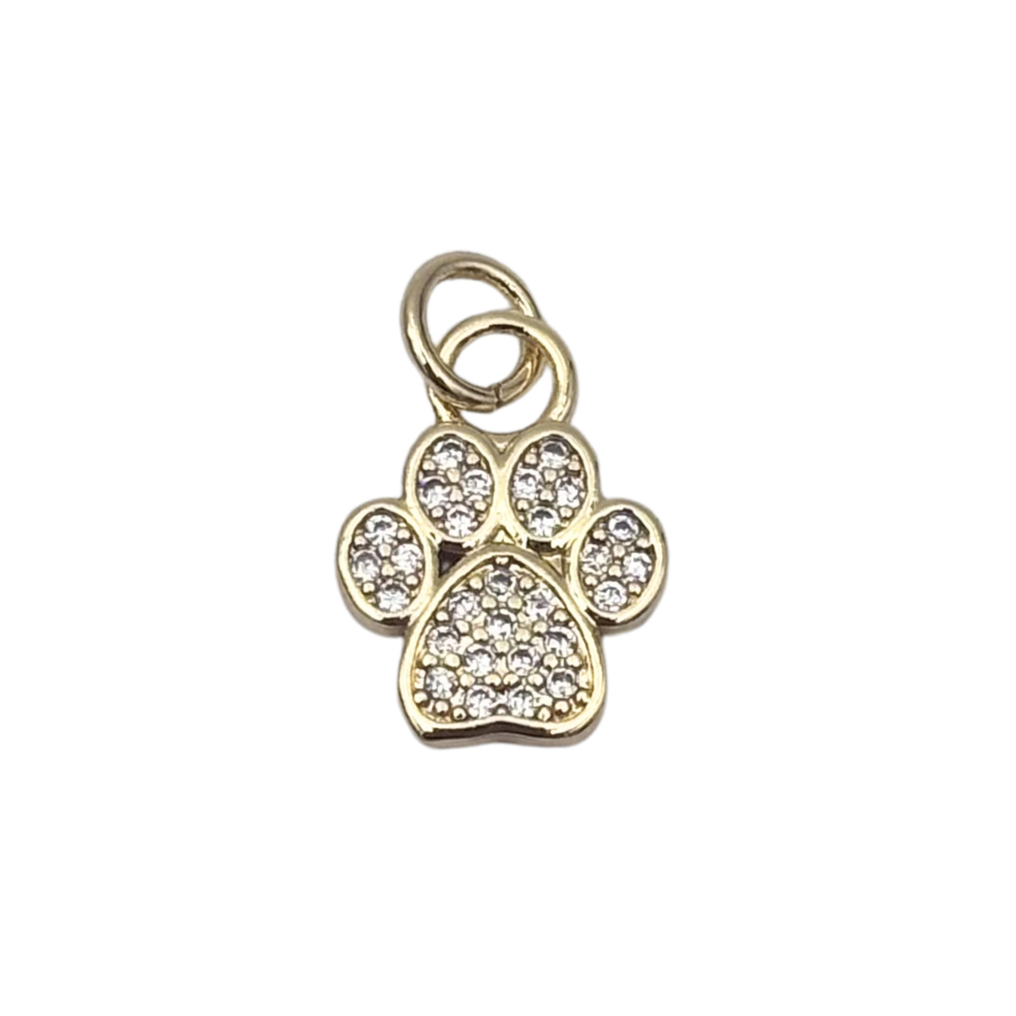 Gold paw print charm with pave rhinestones by HOLST+LEE