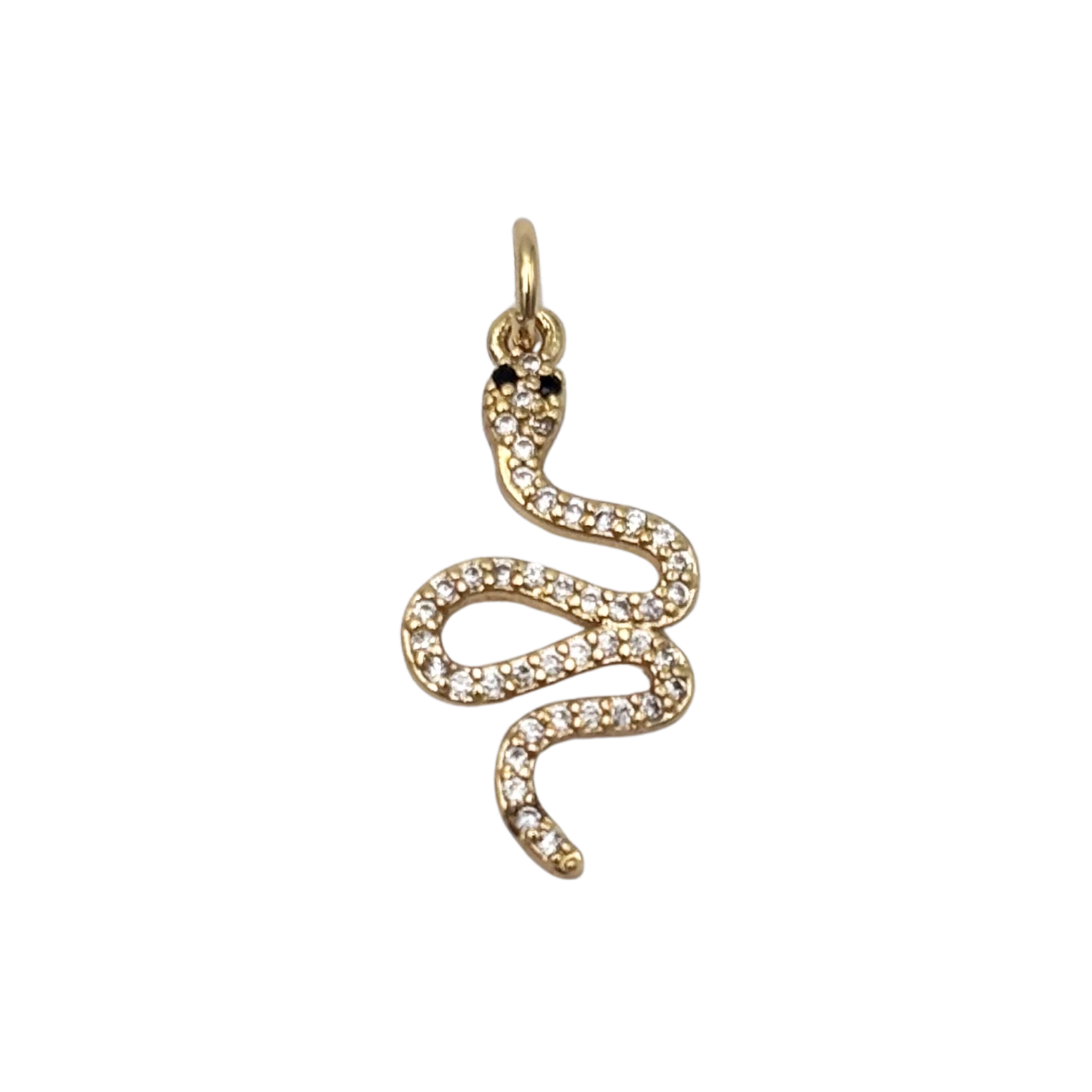 Gold snake charm pendant with pave rhinestones by HOLST+LEE