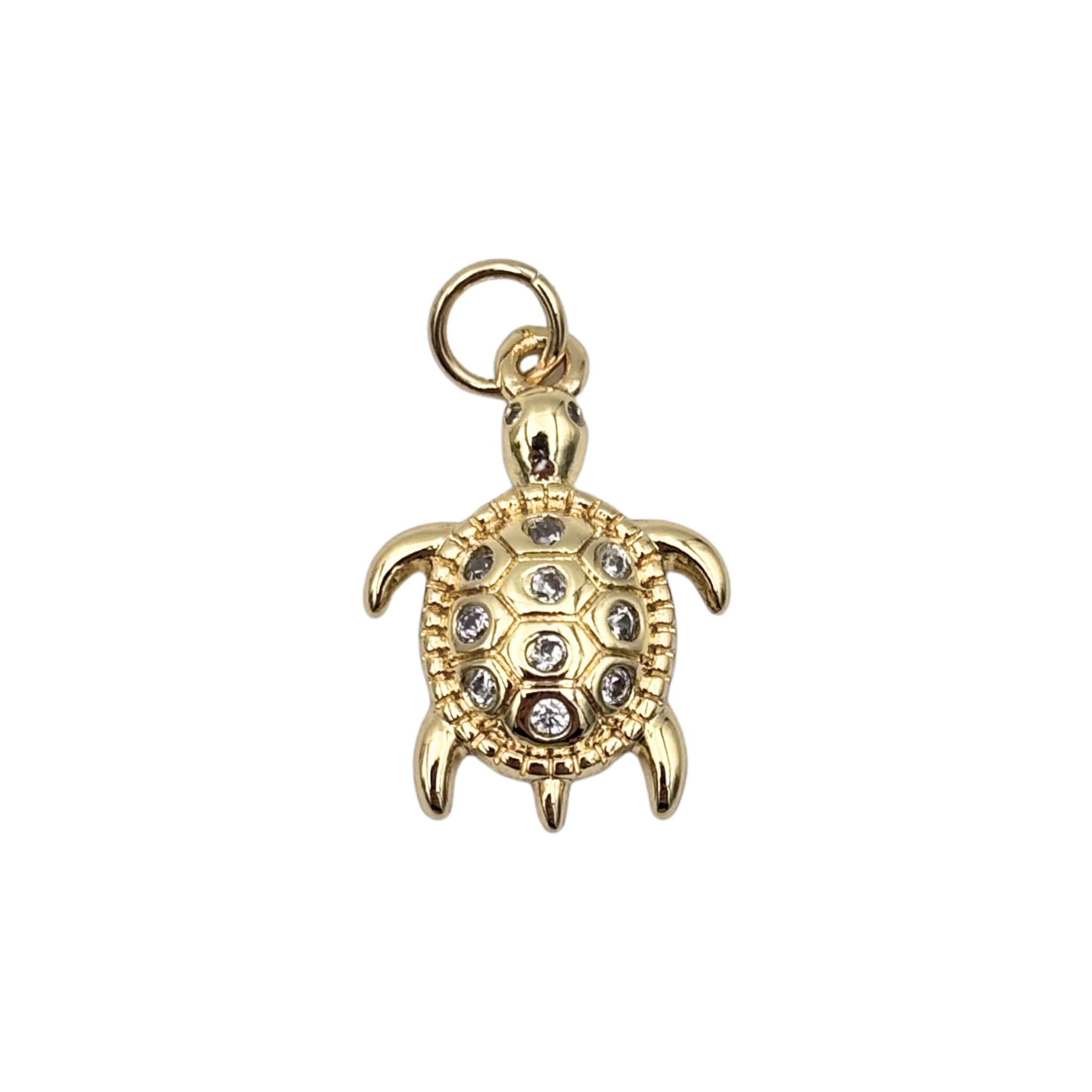 Silver sea turtle charm with fully pavé rhinestone-set shell by HOLST+LEE