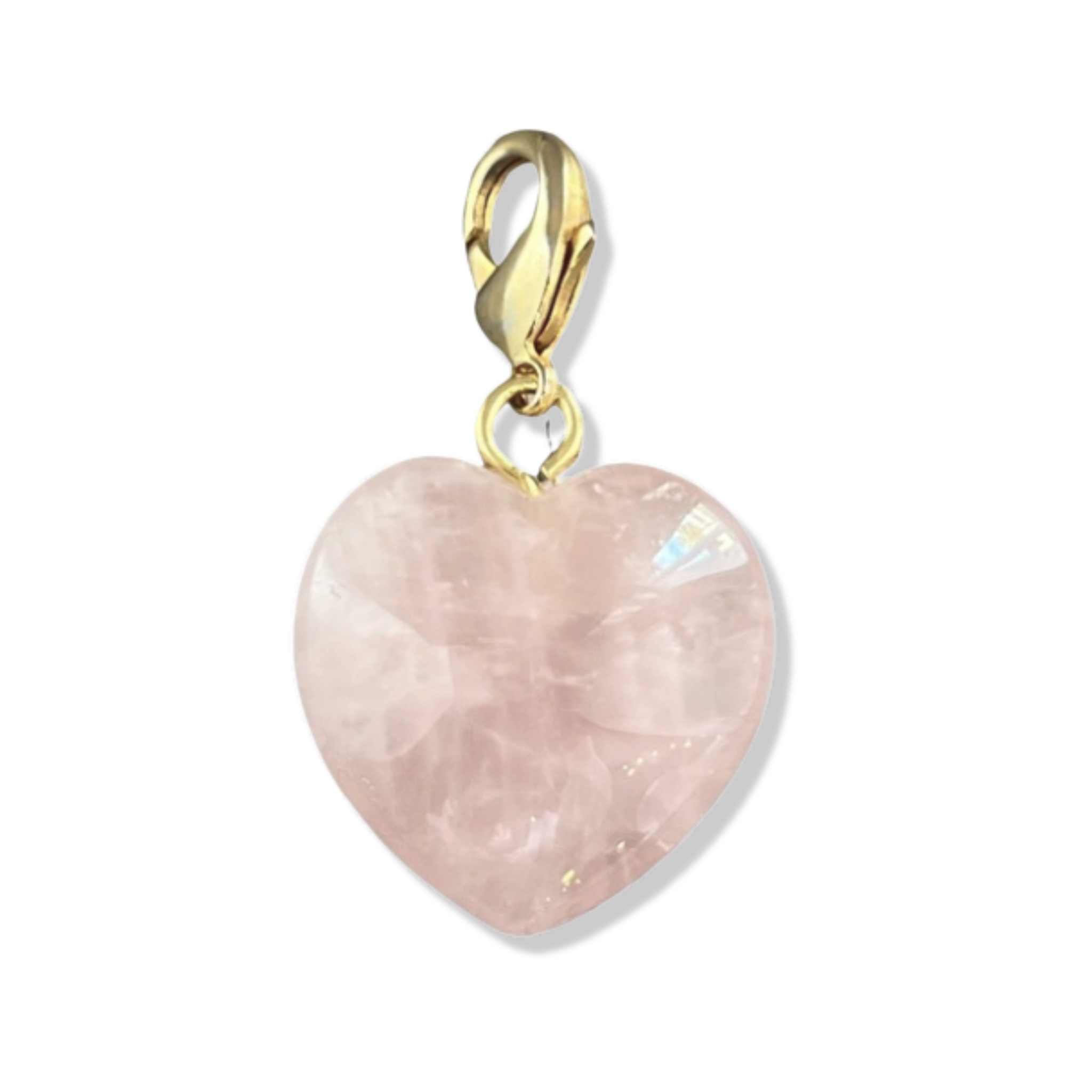 Rose quartz semi-precious heart pendant  with gold lobster clasp by HOLST+LEE