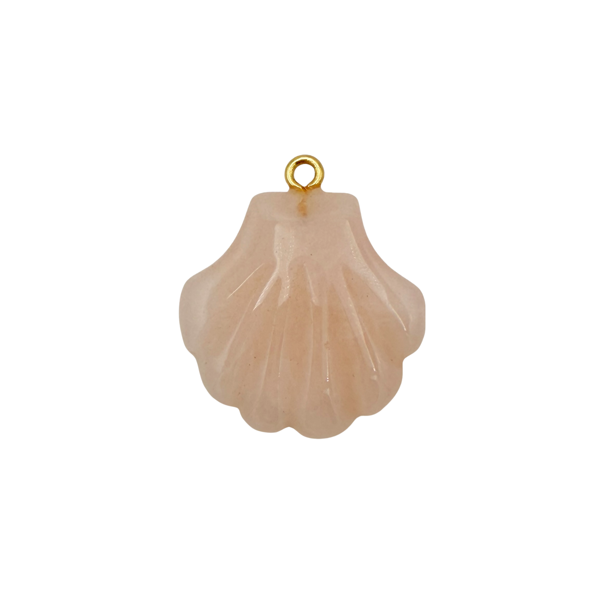 Rose Quartz carved scallop shell charm with polished stone finish by HOLST+LEE