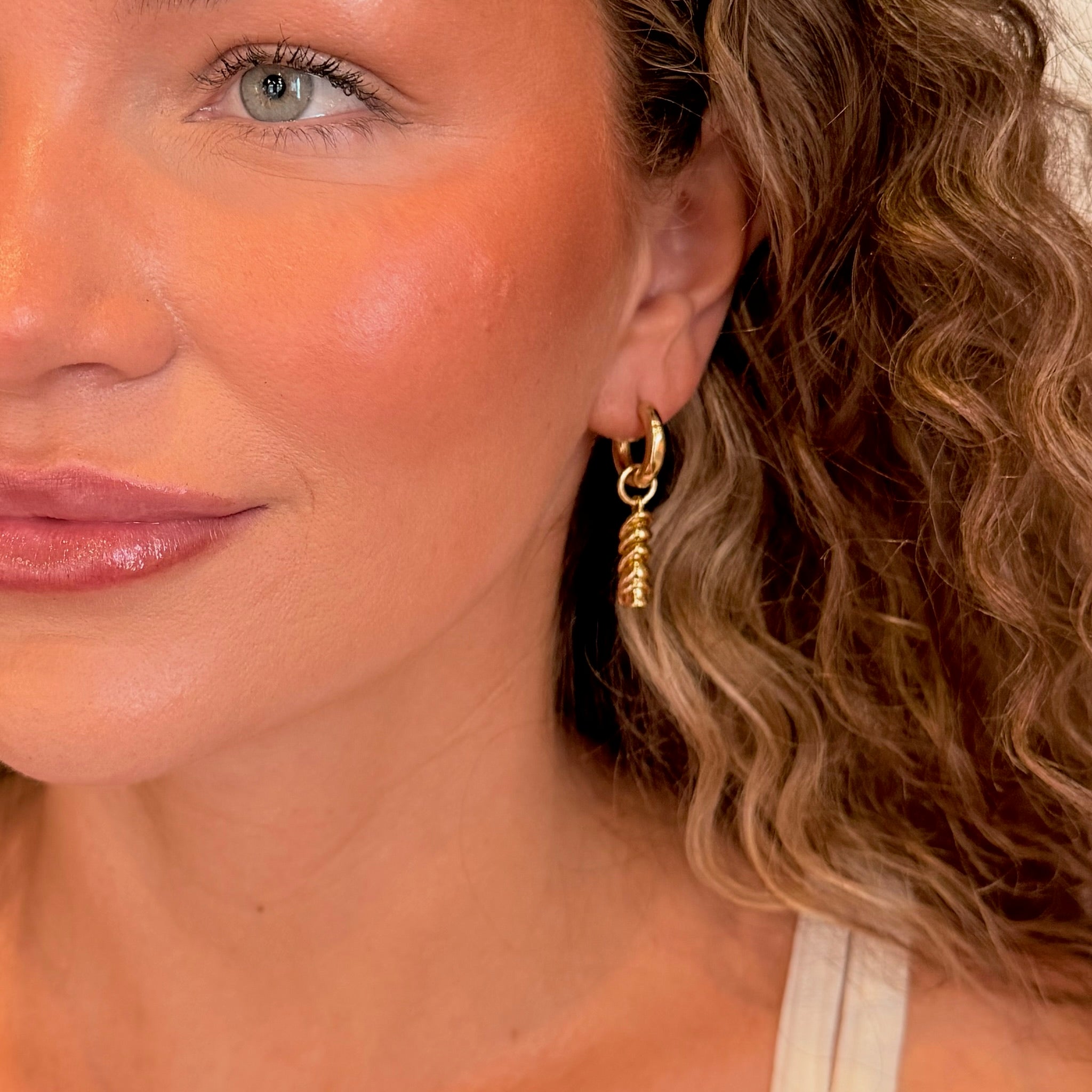 Rotini Pasta Earrings - on model