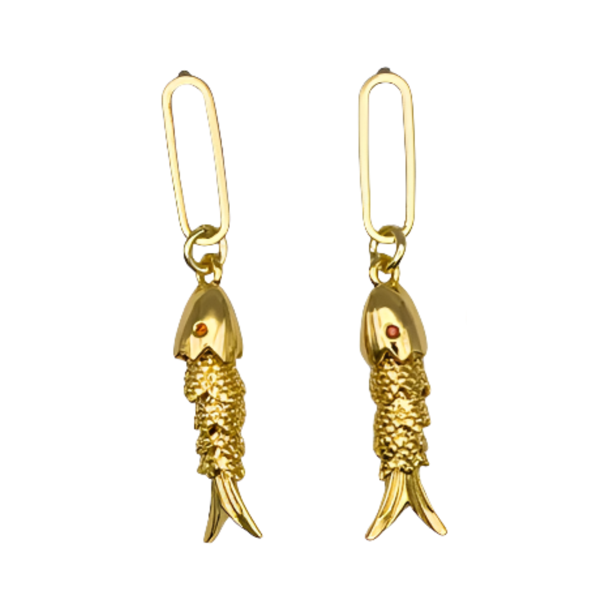  Ruby Eyed Fish Charm Earrings