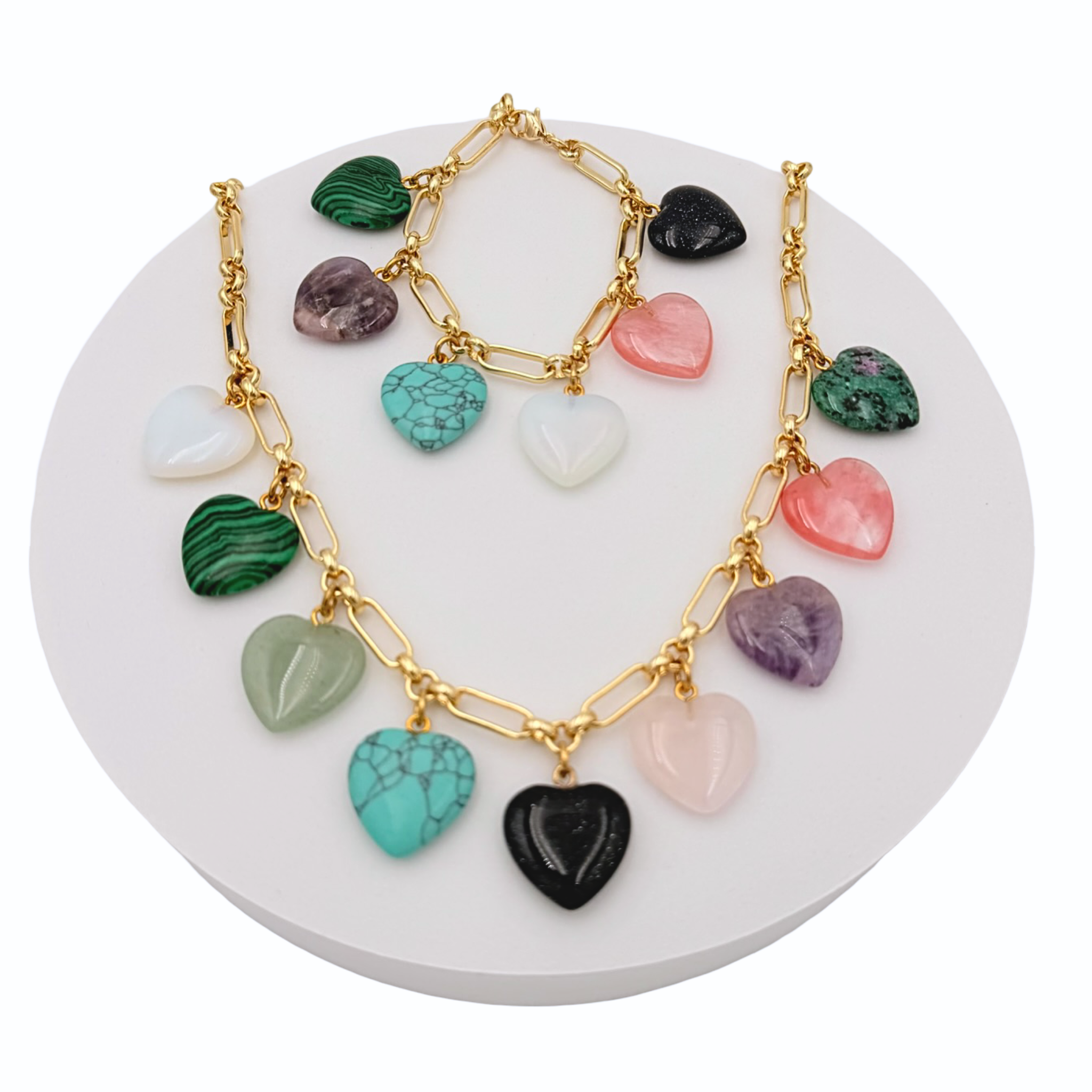 Semi-Precious Heart Bracelet