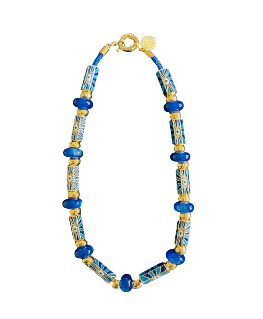 Evil Eye Beaded Necklace Blue