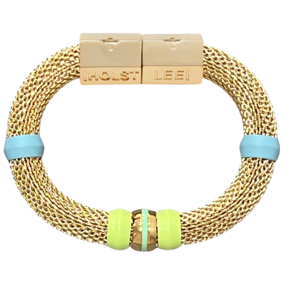 Mesh Colorblock Bracelet Sky Blue &amp; Lime