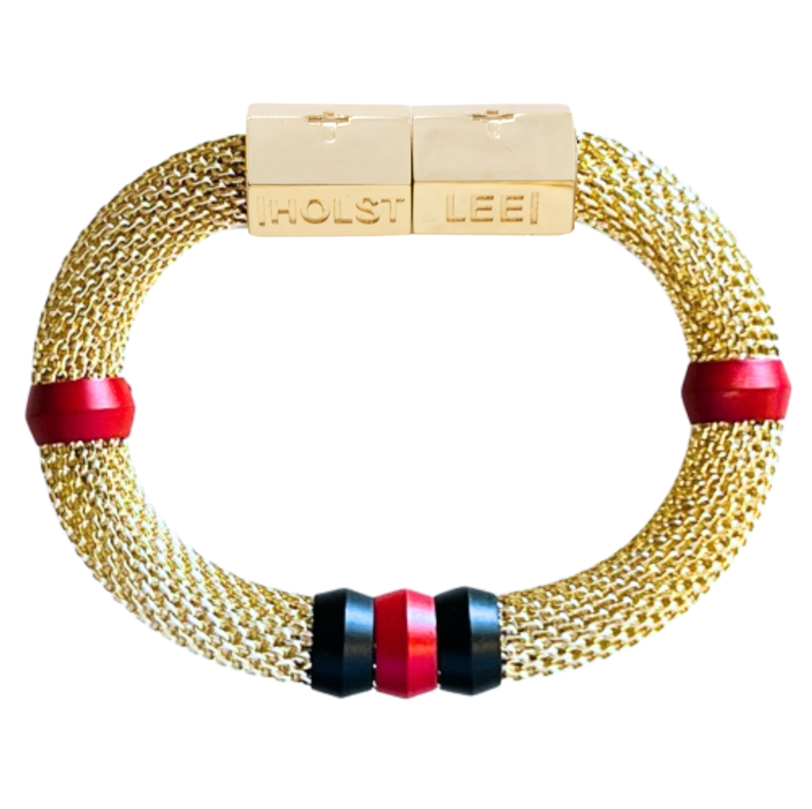 Screenshot2024-Game day Mesh Bracelet - Red & Black-signature magnetic clasp