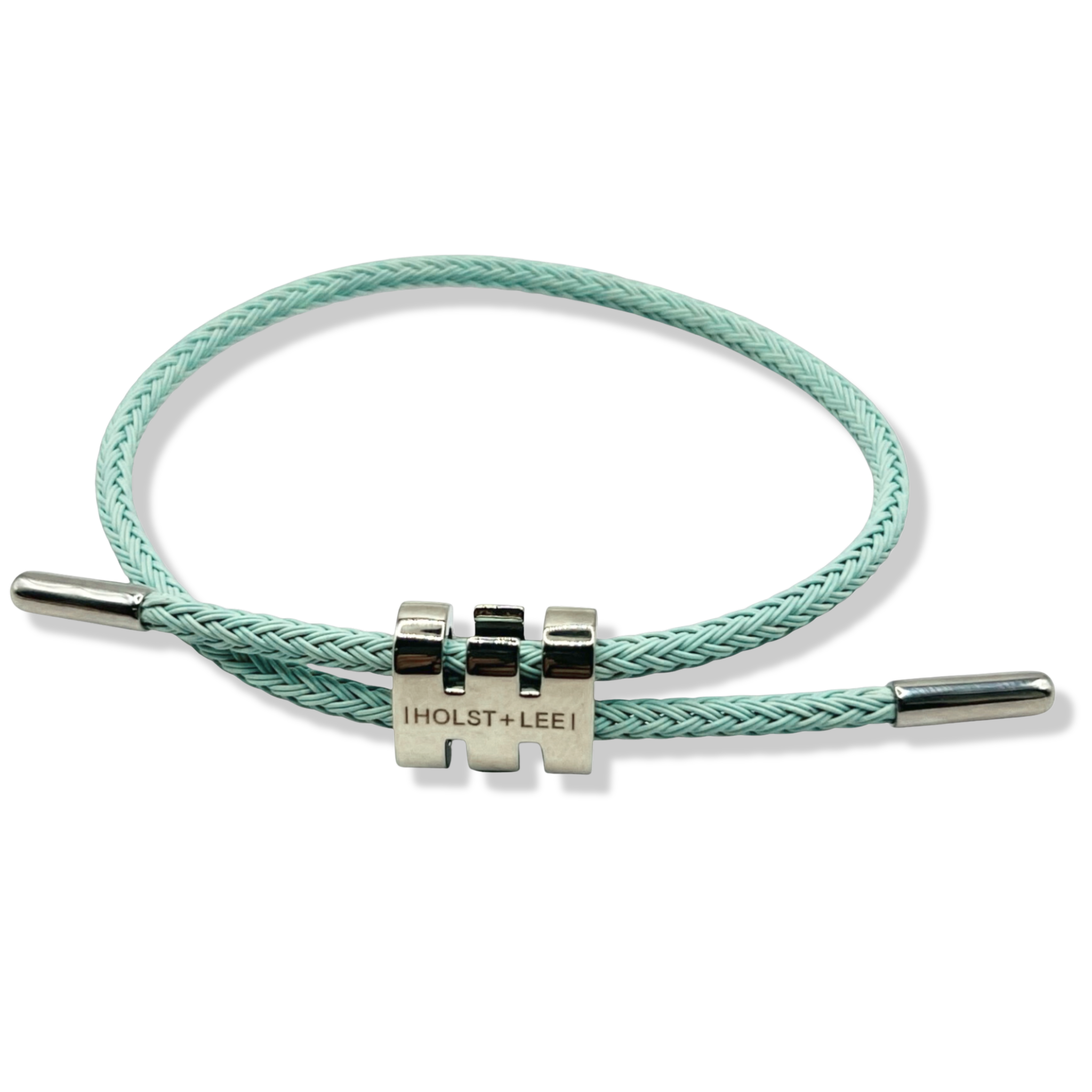 Seafoam braided rope bracelet with silver sliding clasp by HOLST+LEE