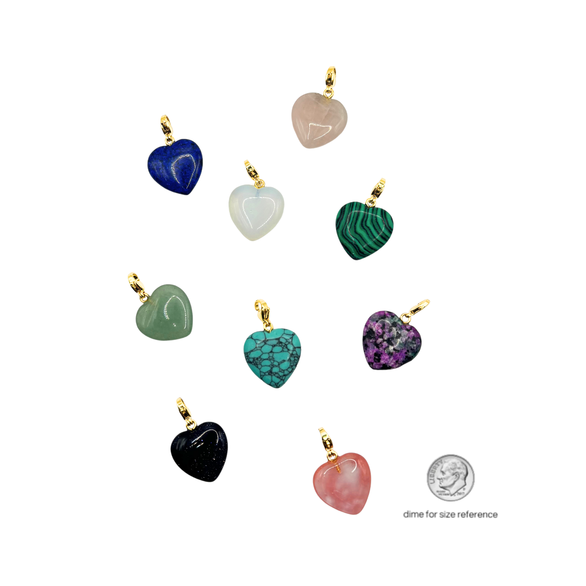 Semi-Precious Heart Charms