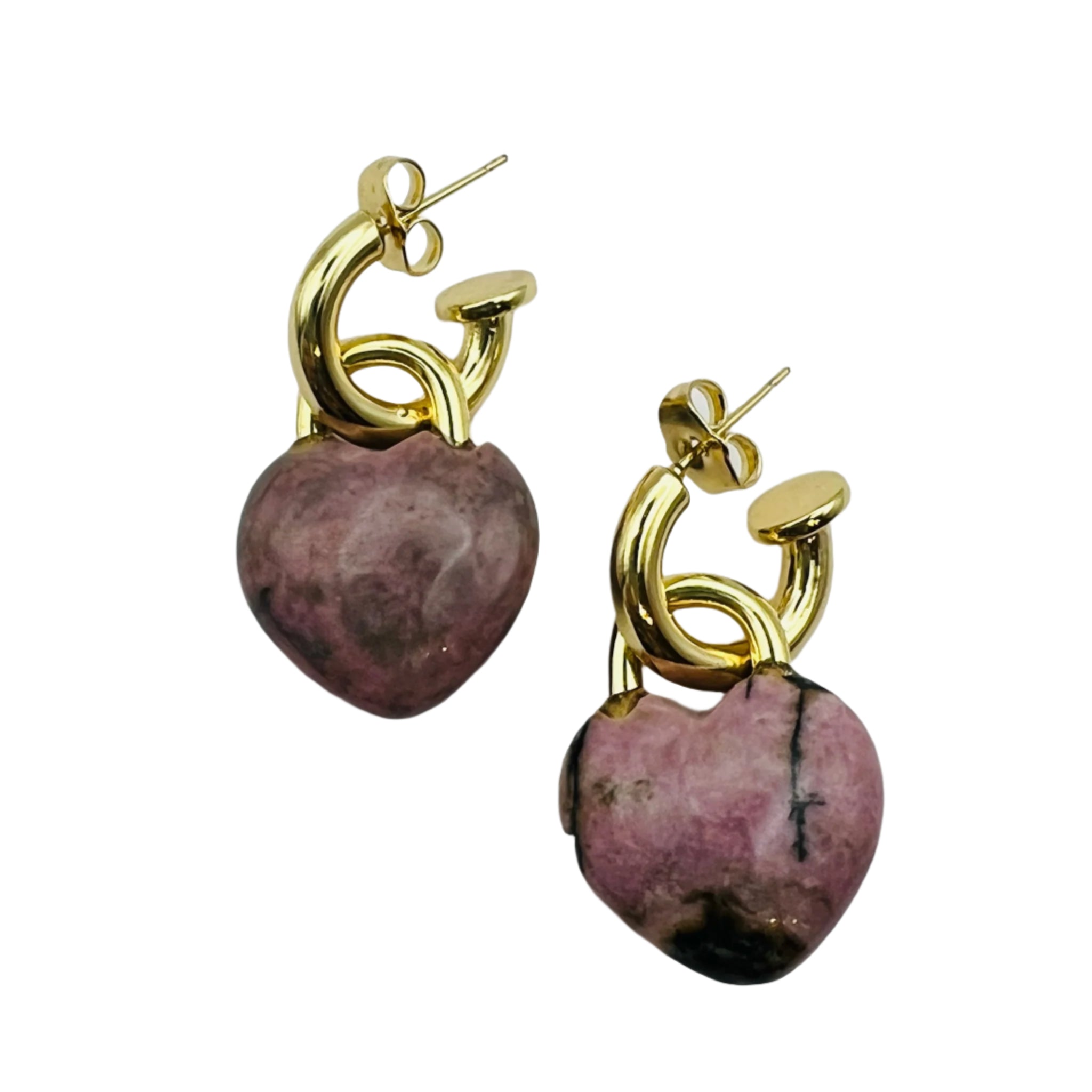 Semi Precious Heart Locket Earrings