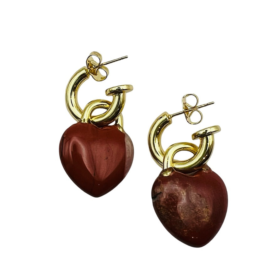 Semi Precious Heart Locket Earrings