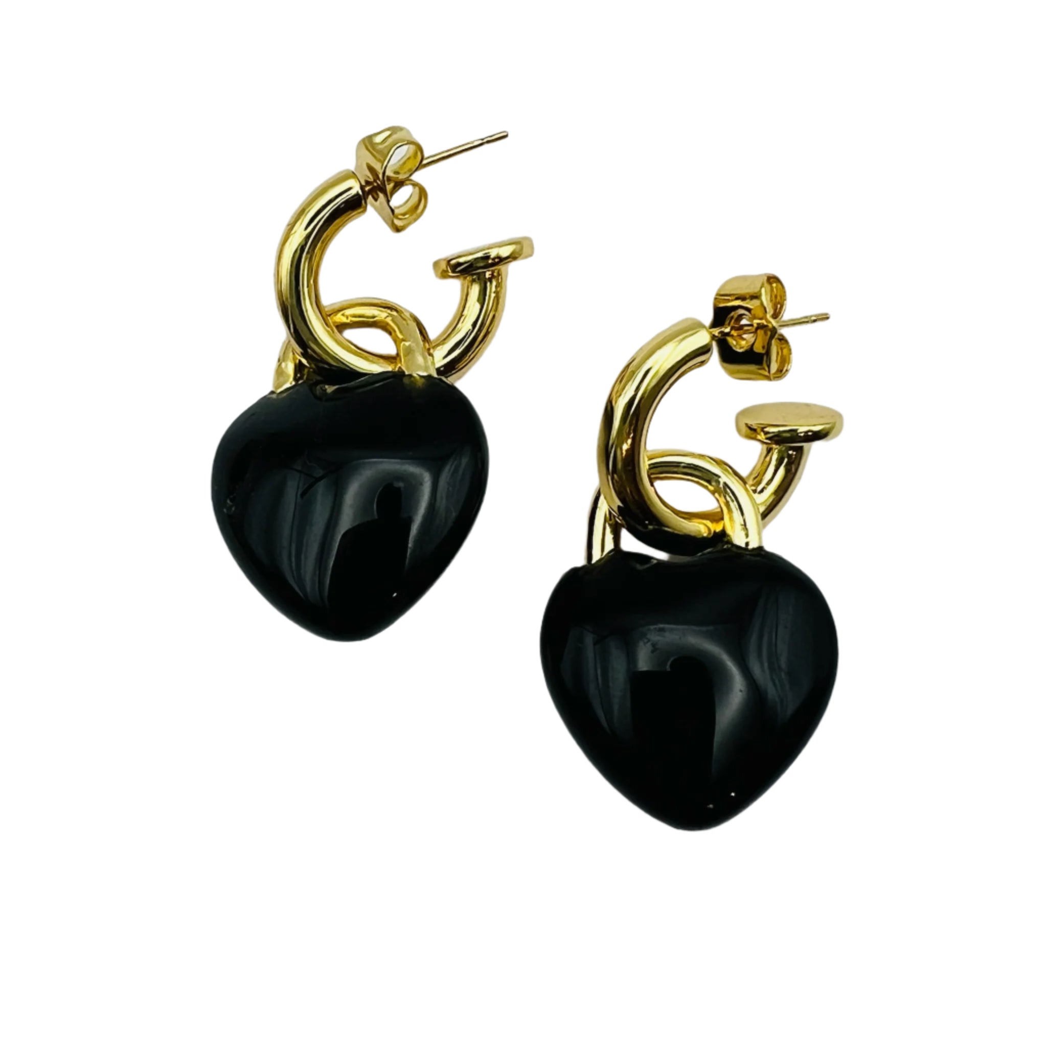 Semi Precious Heart Locket Earrings