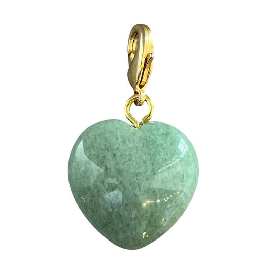 Semi Precious Heart Pendant Green Aventurine