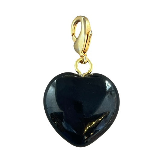 Semi Precious Heart Pendant Obsidian 