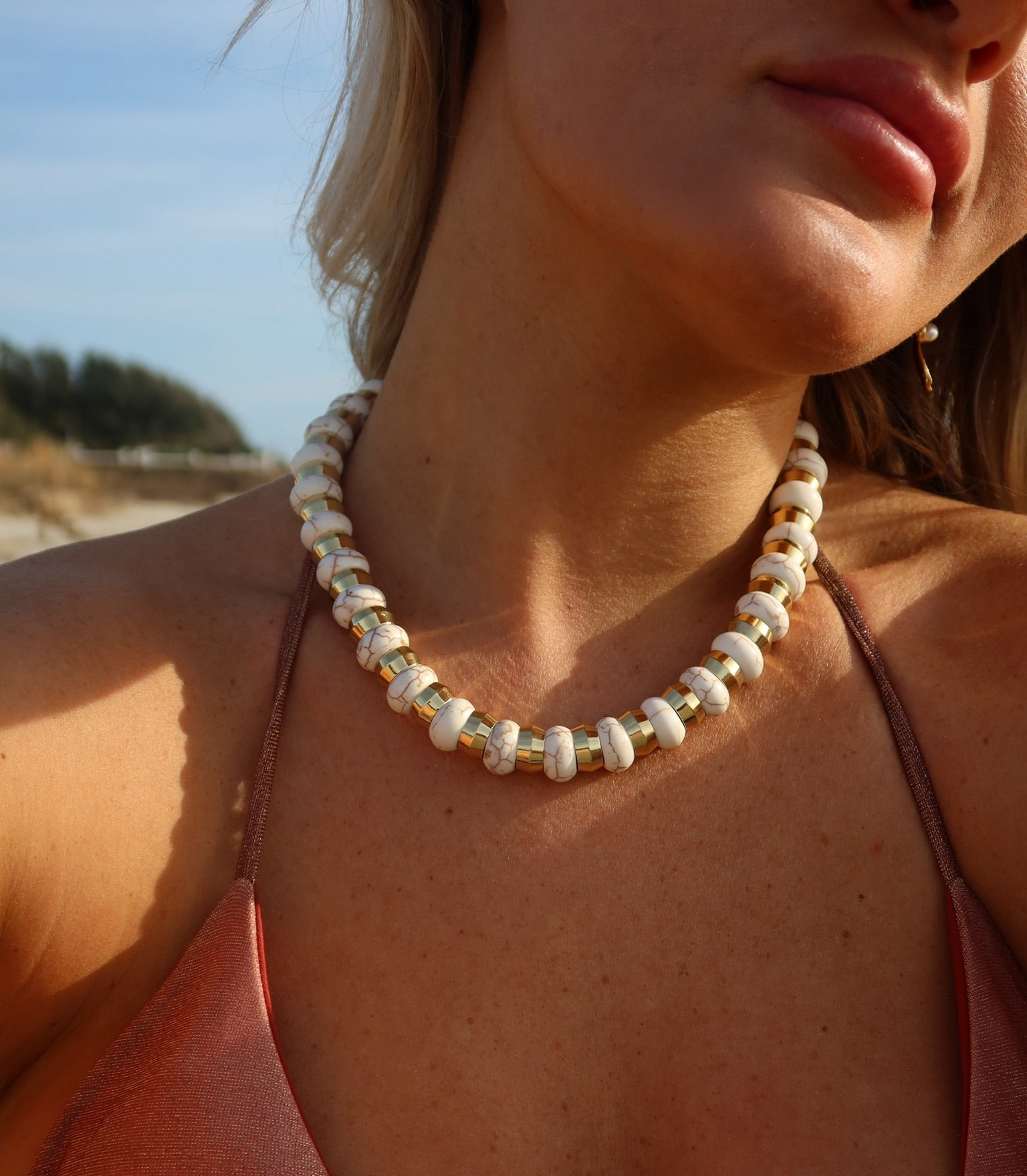 Semi Precious Howlite Necklace 