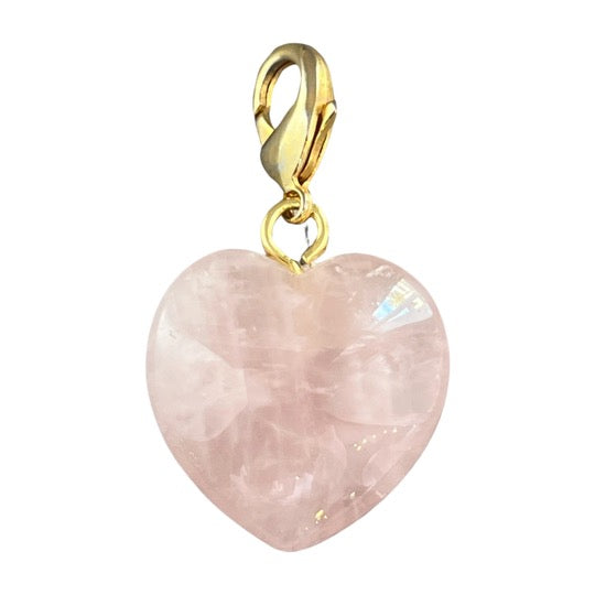 Semi Precious Rose Quartz Heart Charm 